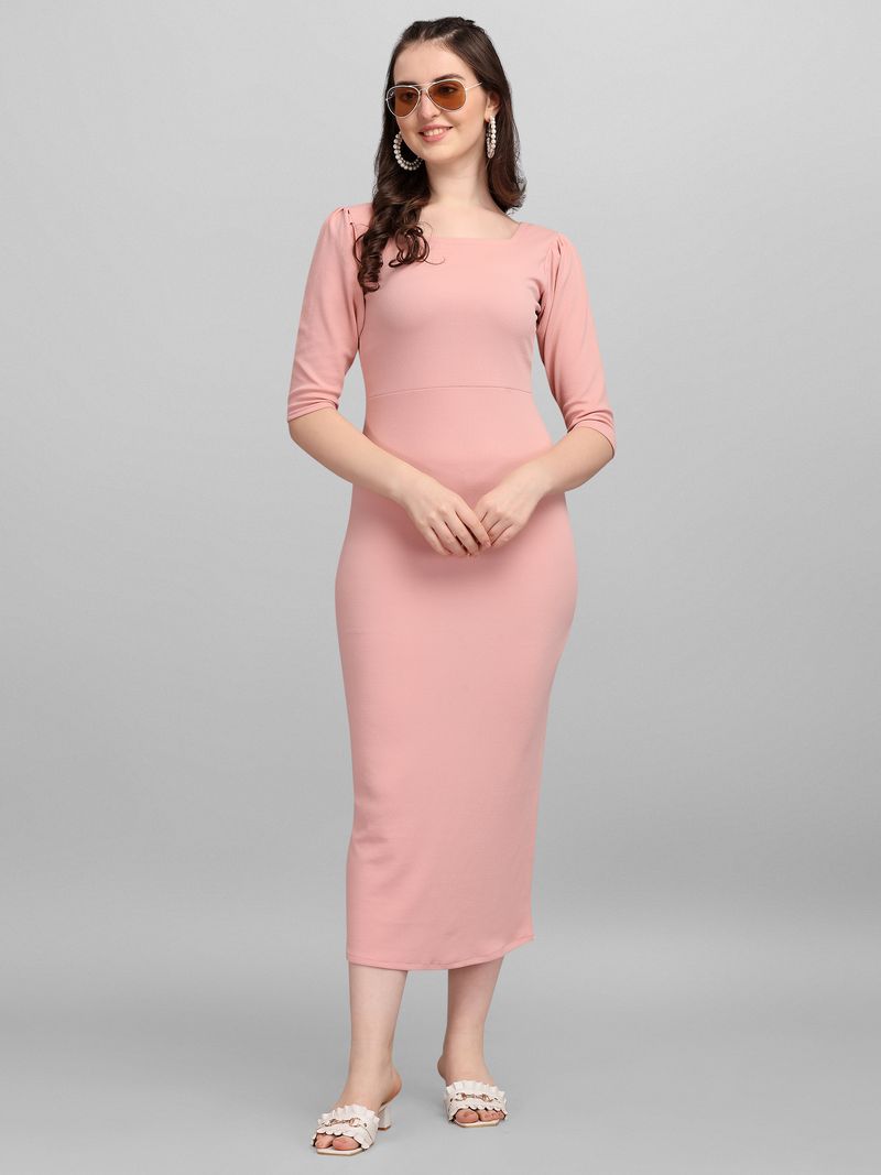 Purvaja Women's Peach Bodycon Dress Purvaja Women's Peach Bodycon Dress