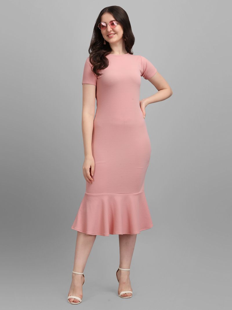 Purvaja Women's Peach Bodycon Dress Purvaja Women's Peach Bodycon Dress