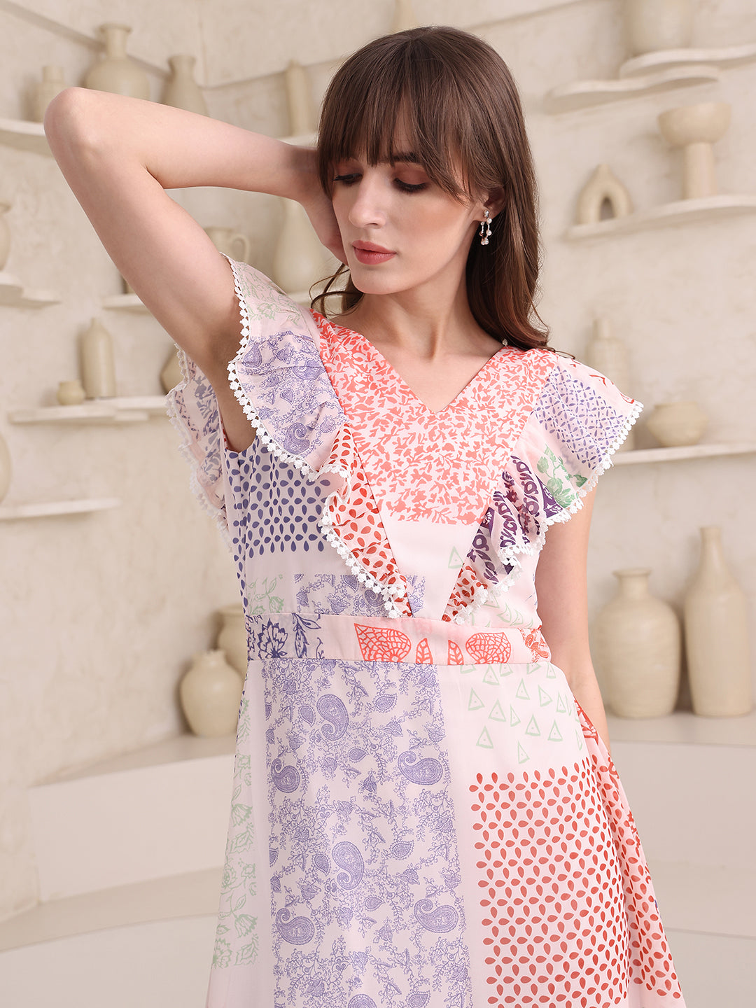 Mini Length Sleeveless Printed Dress
