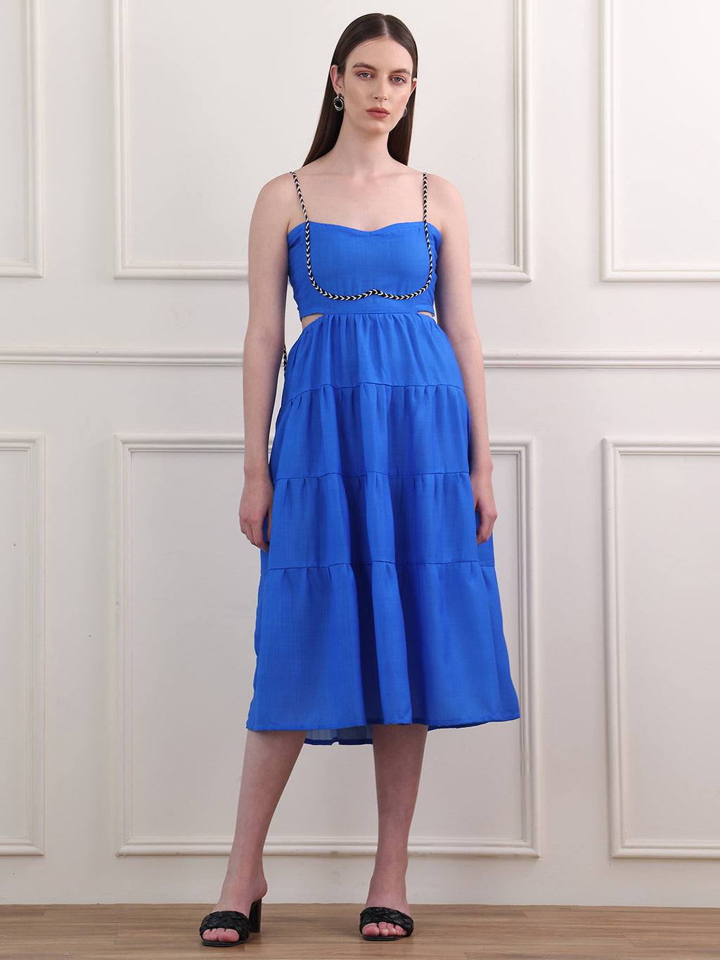 Midi Length Fit & Flare Solid Dress
