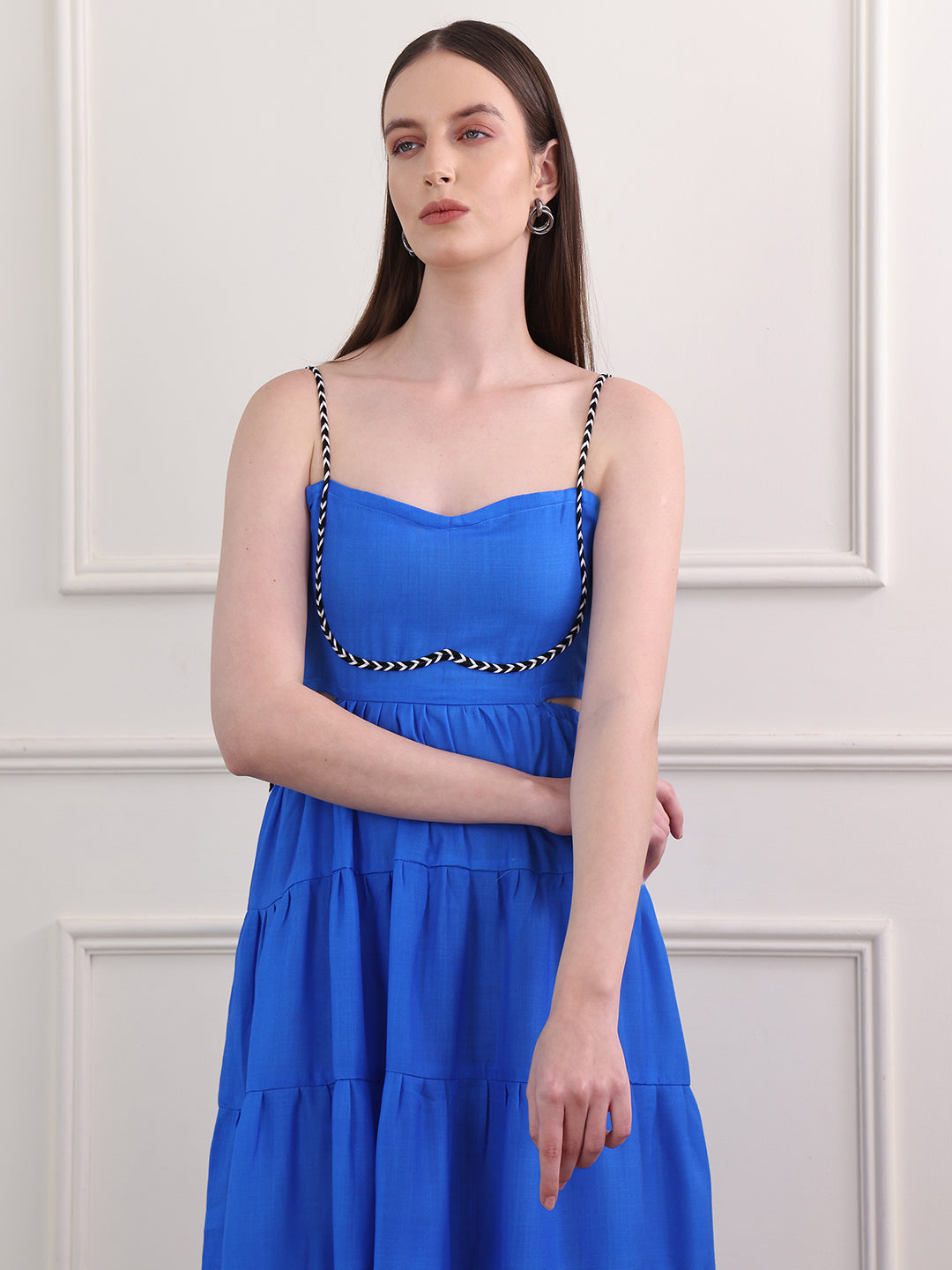 Midi Length Fit & Flare Solid Dress