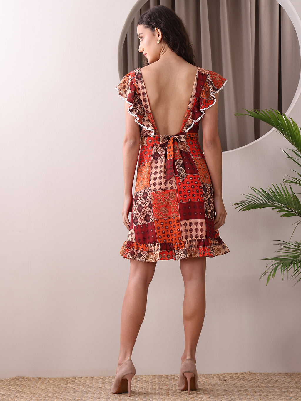 Mini Length Sleeveless Printed Dress