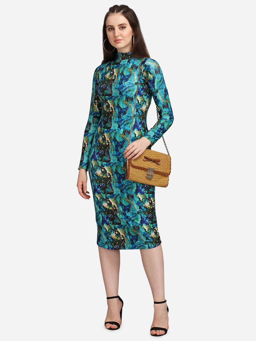 Midi Length Round Neck Dress
