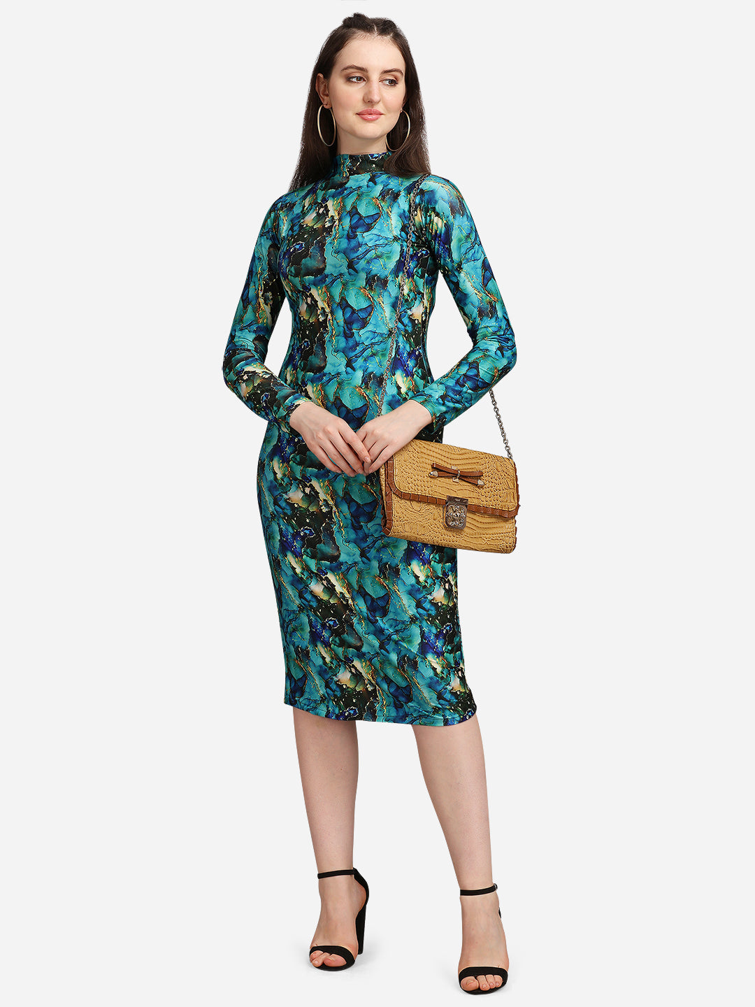 Midi Length Round Neck Dress