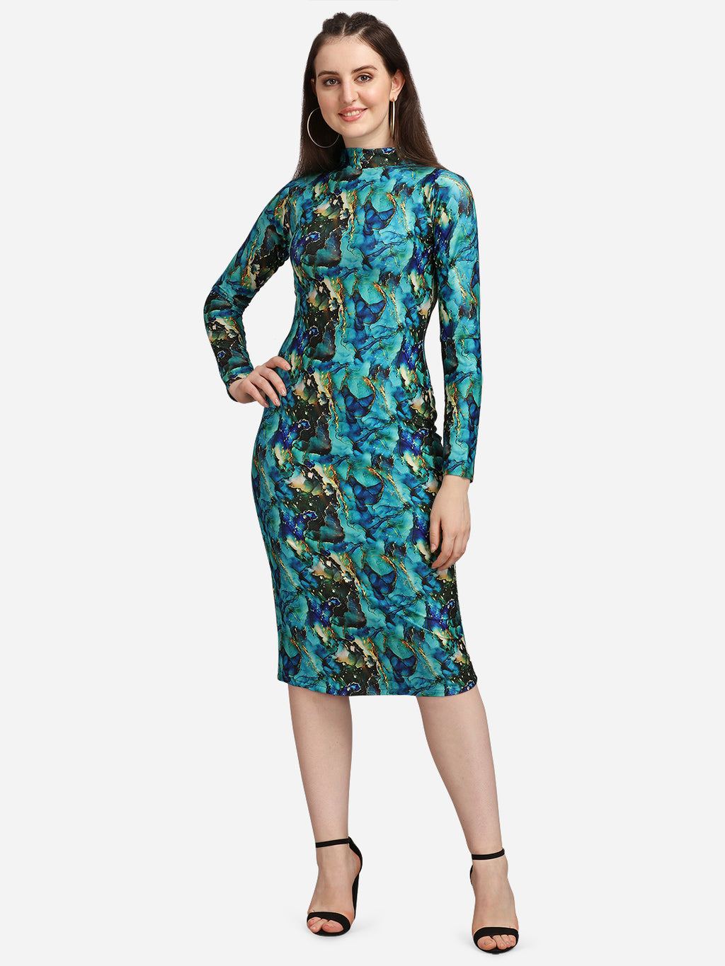 Midi Length Round Neck Dress