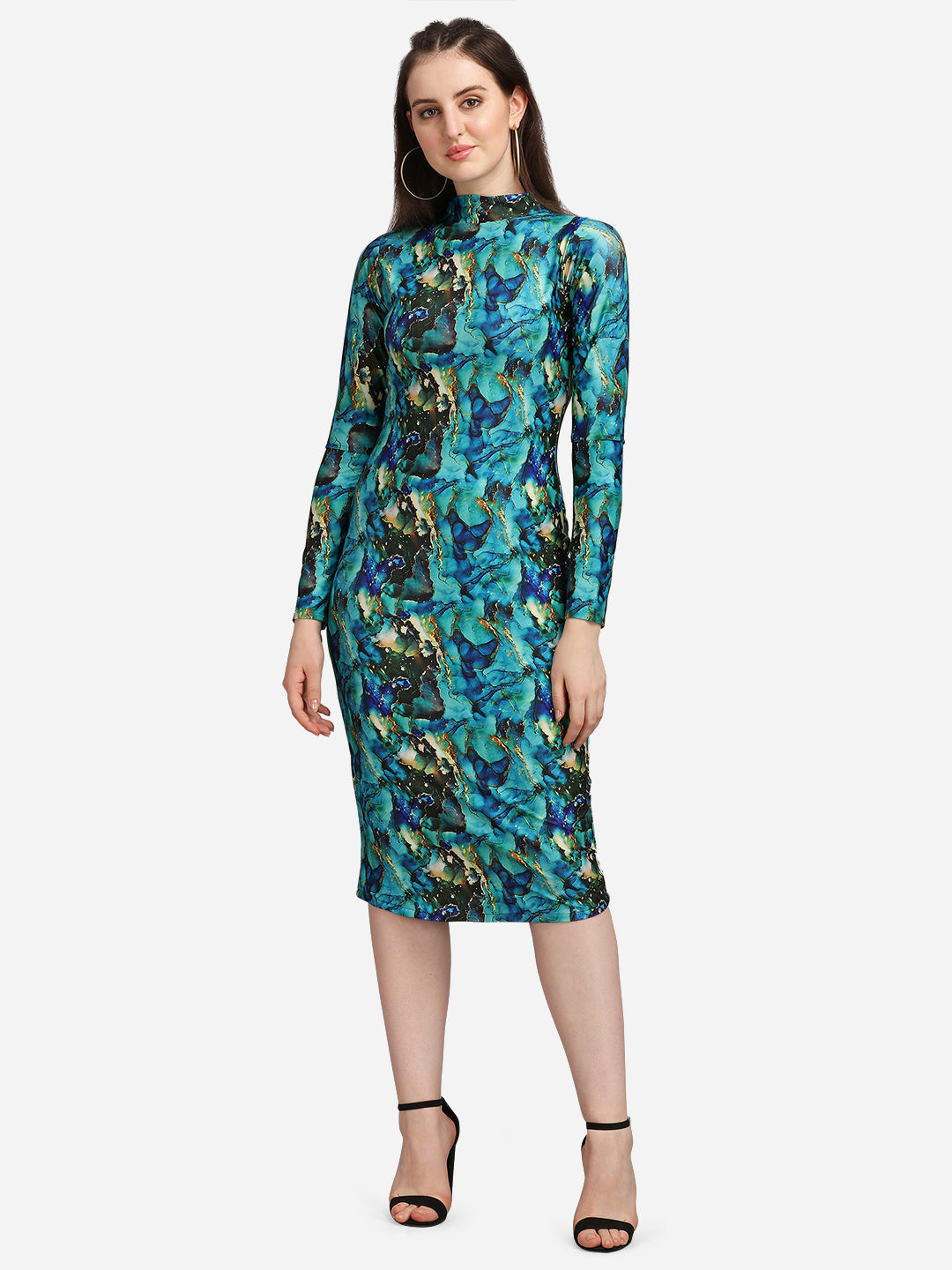 Midi Length Round Neck Dress