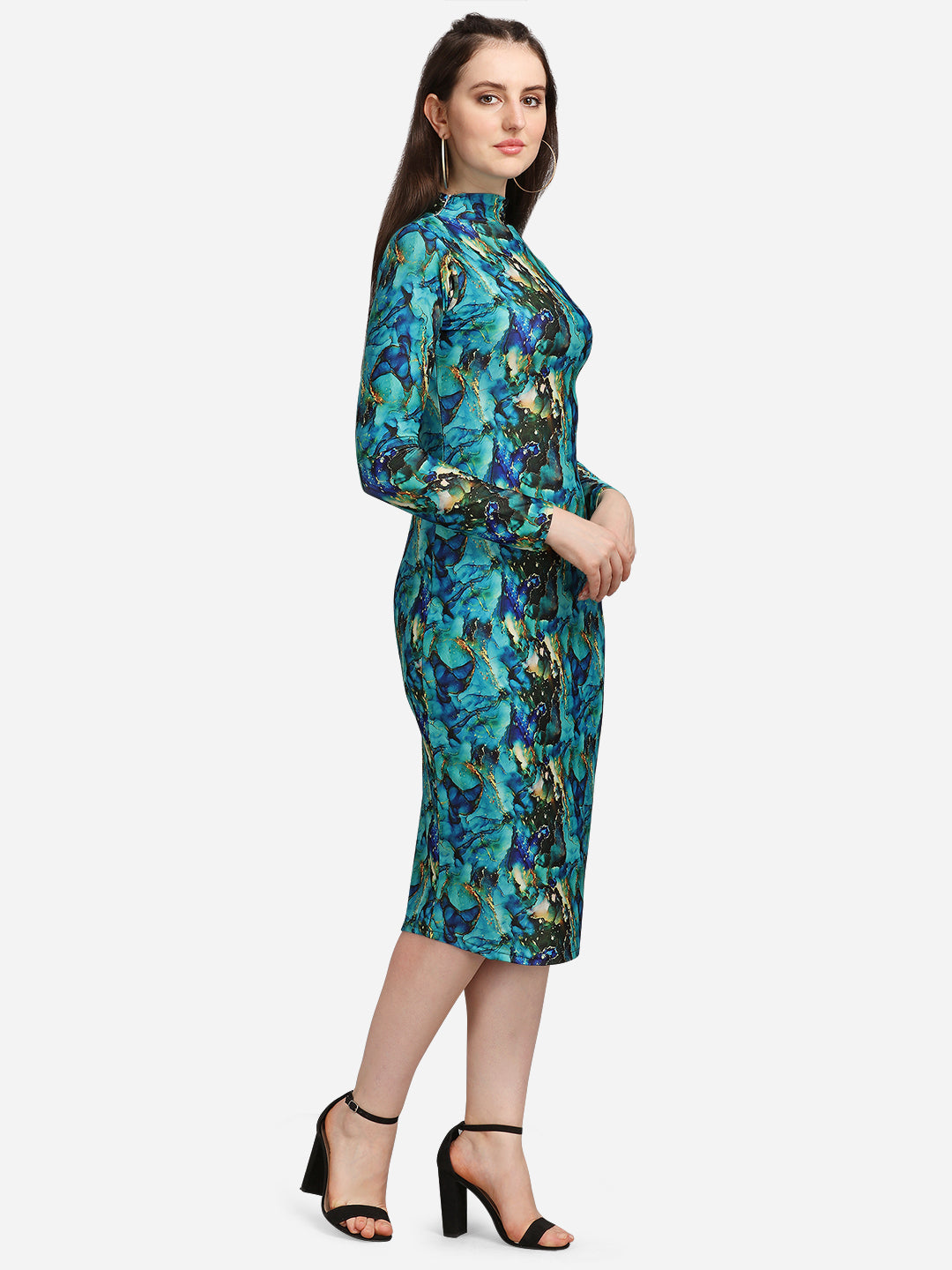 Midi Length Round Neck Dress
