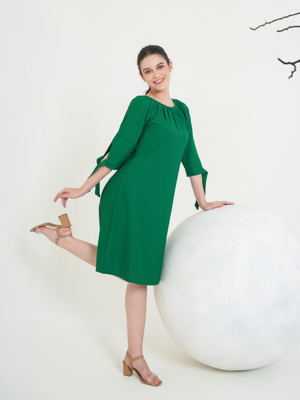 Round Neck A-Line Dress