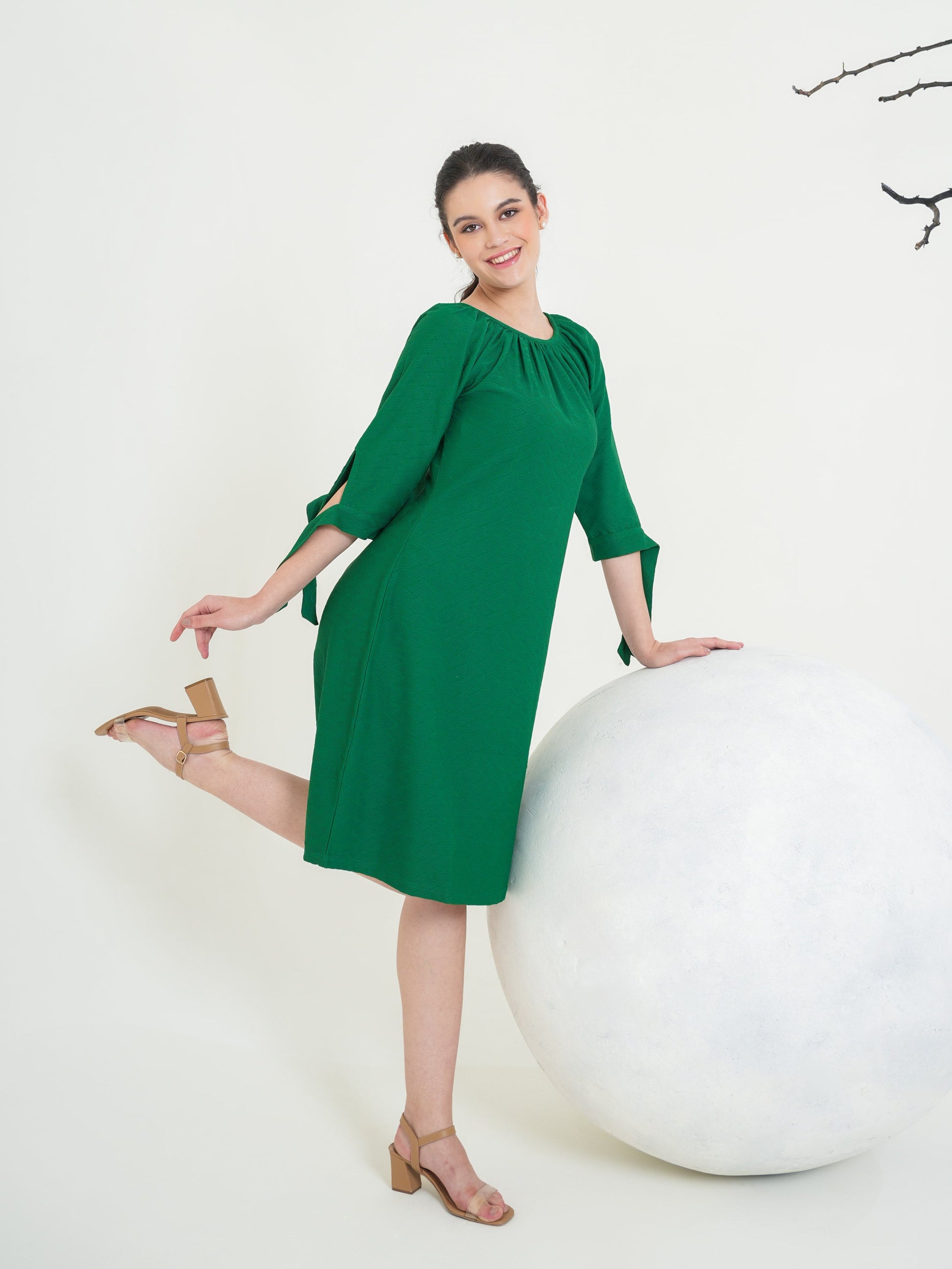 Round Neck A-Line Dress
