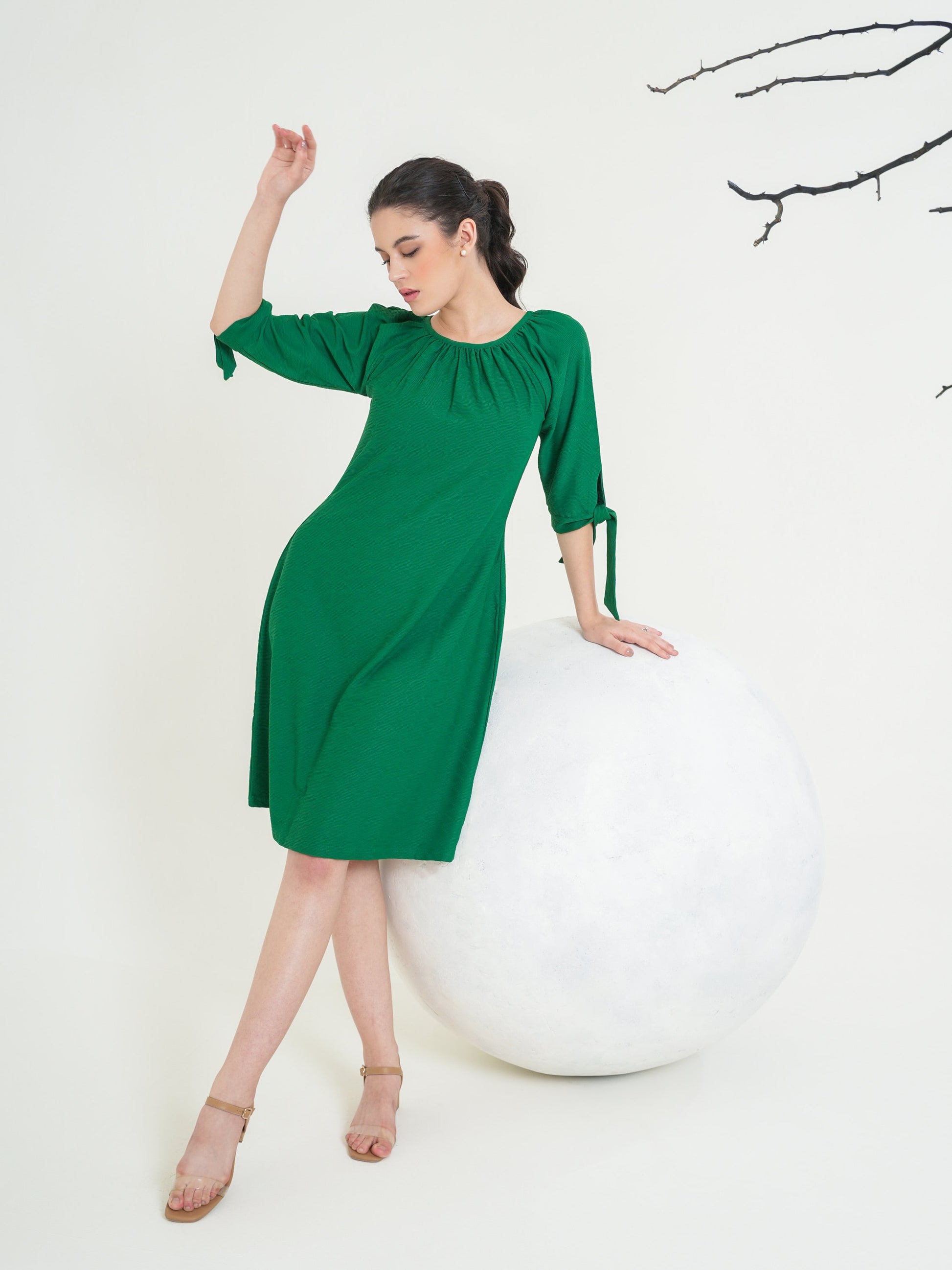 Round Neck A-Line Dress