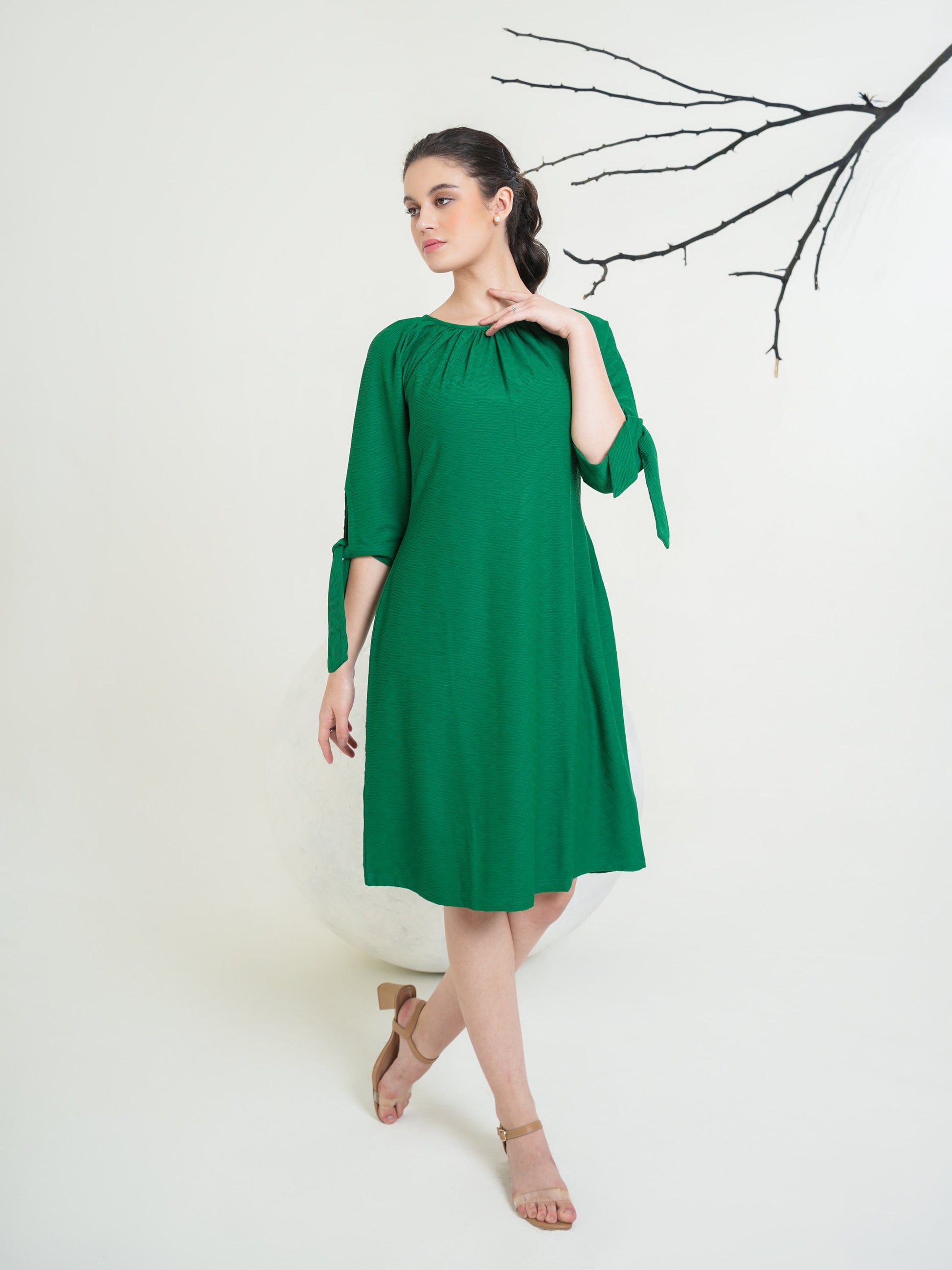 Round Neck A-Line Dress