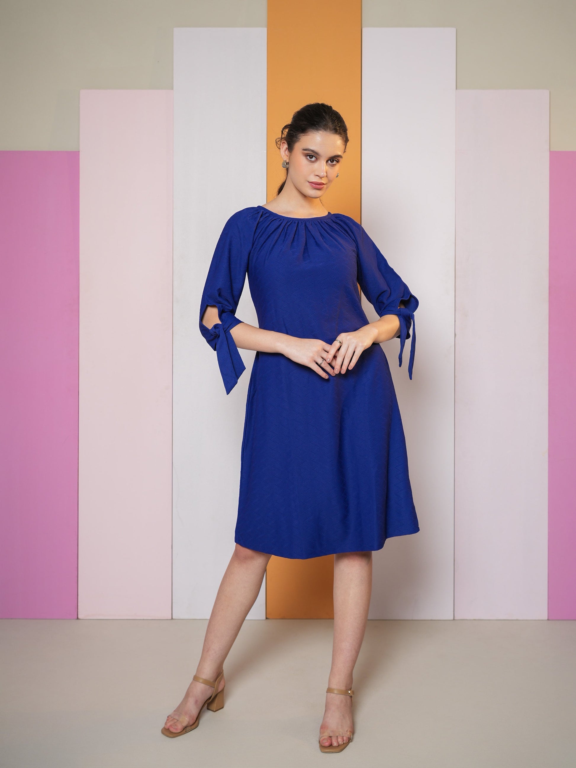 Round Neck A-Line Dress