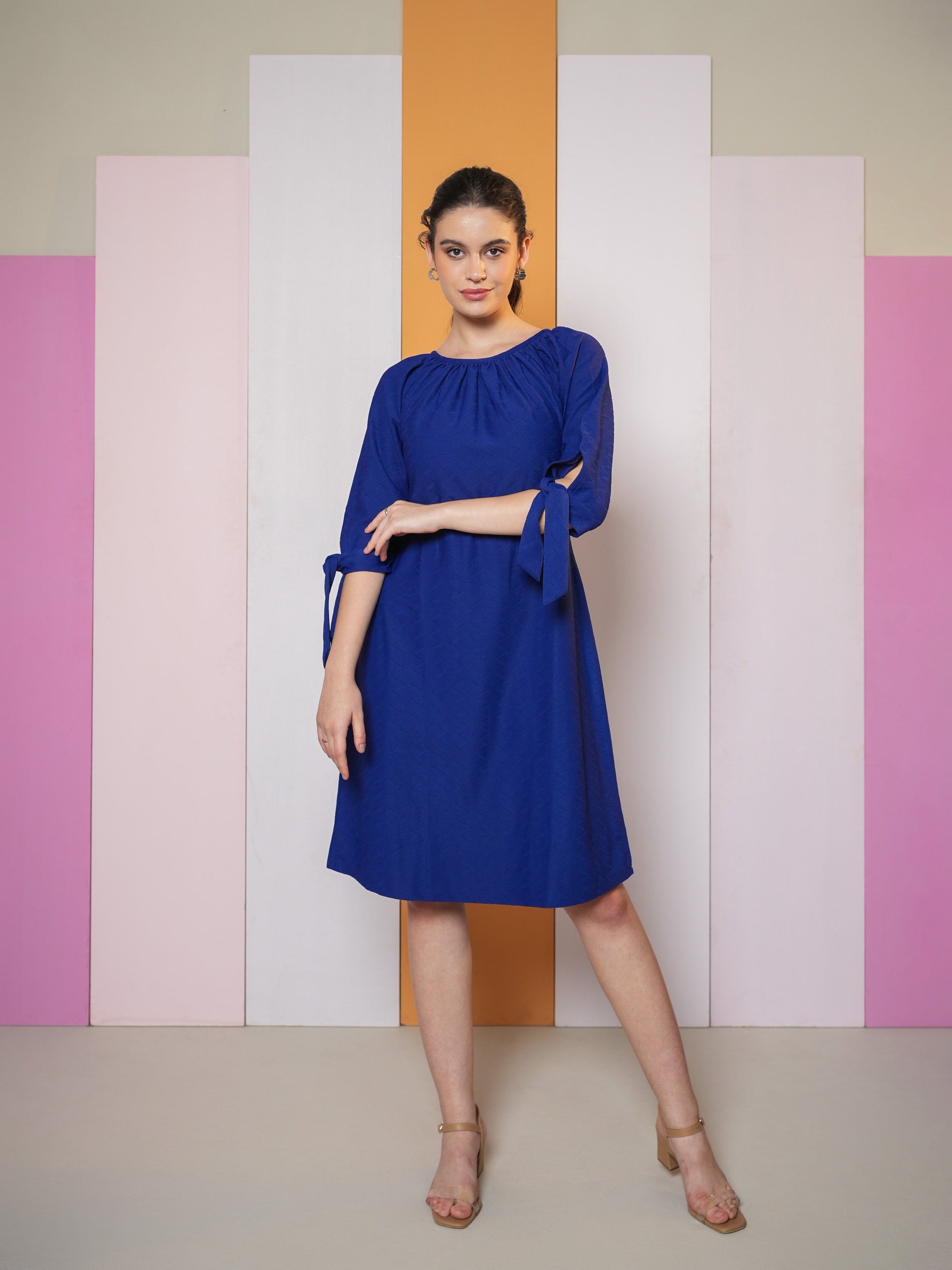 Round Neck A-Line Dress