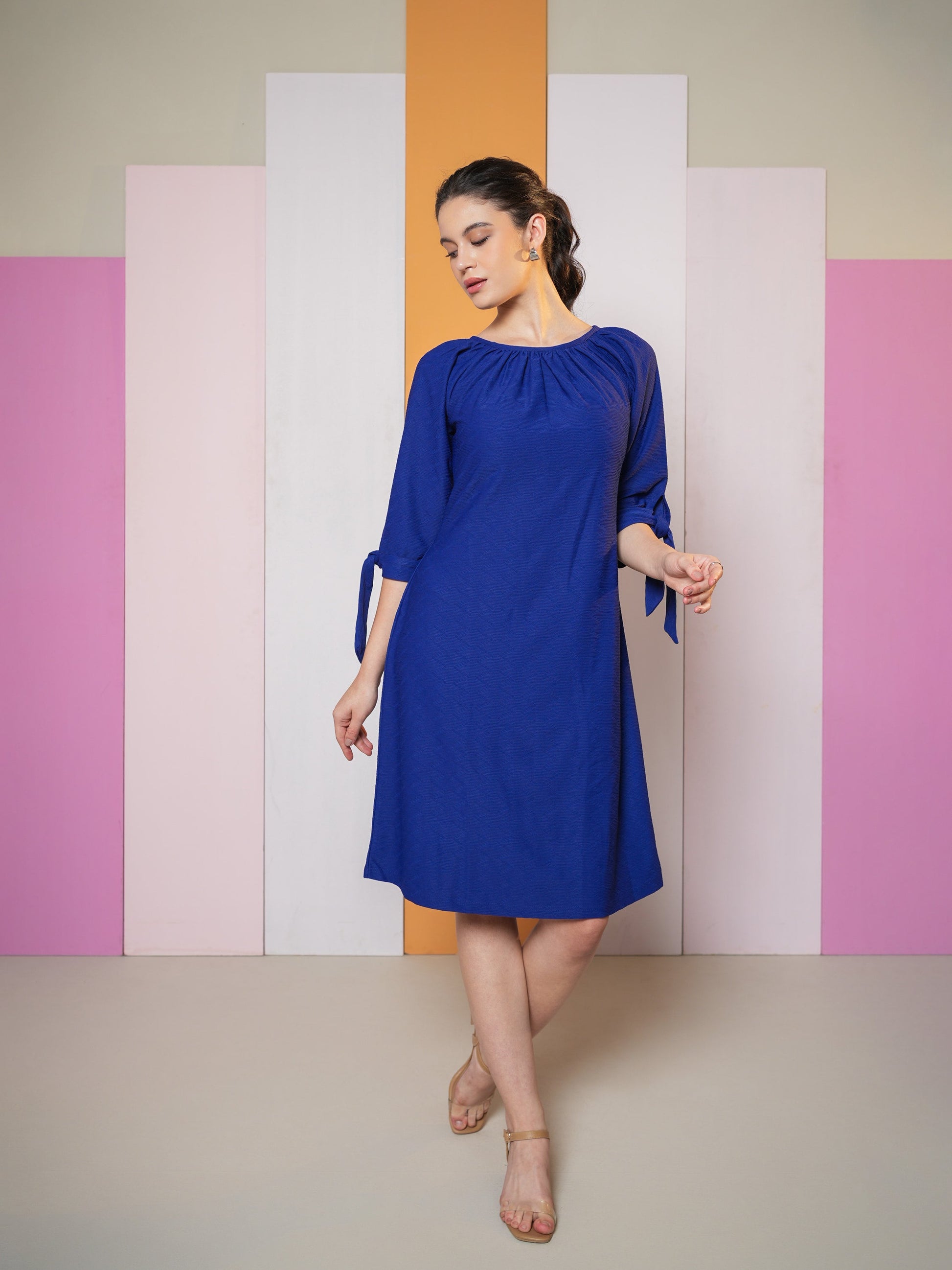 Round Neck A-Line Dress