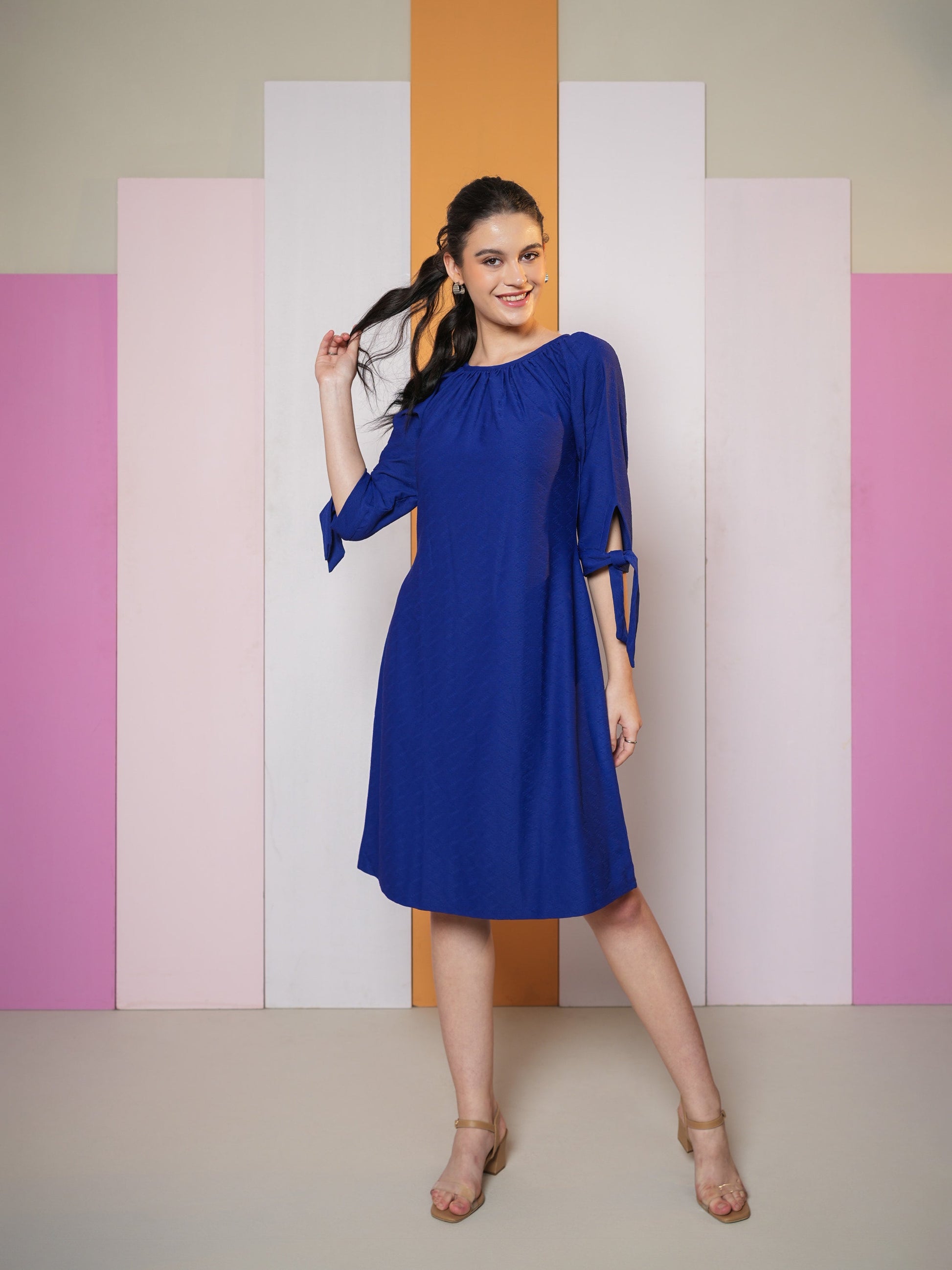 Round Neck A-Line Dress