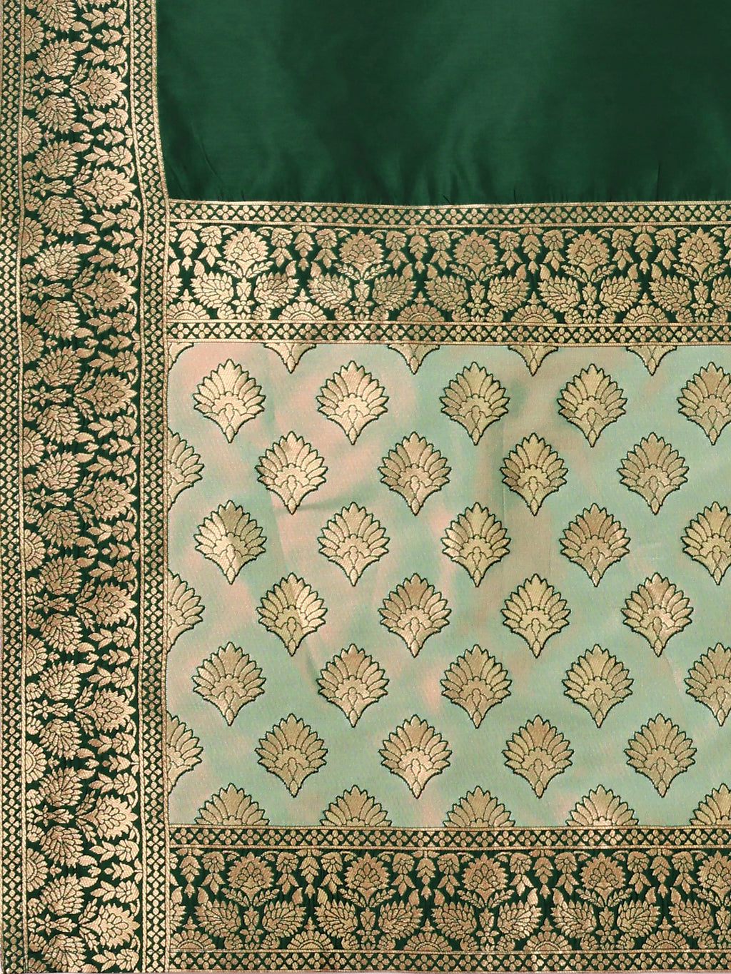 Double-Shaded Green Lehenga Choli With Zari Woven Motifs