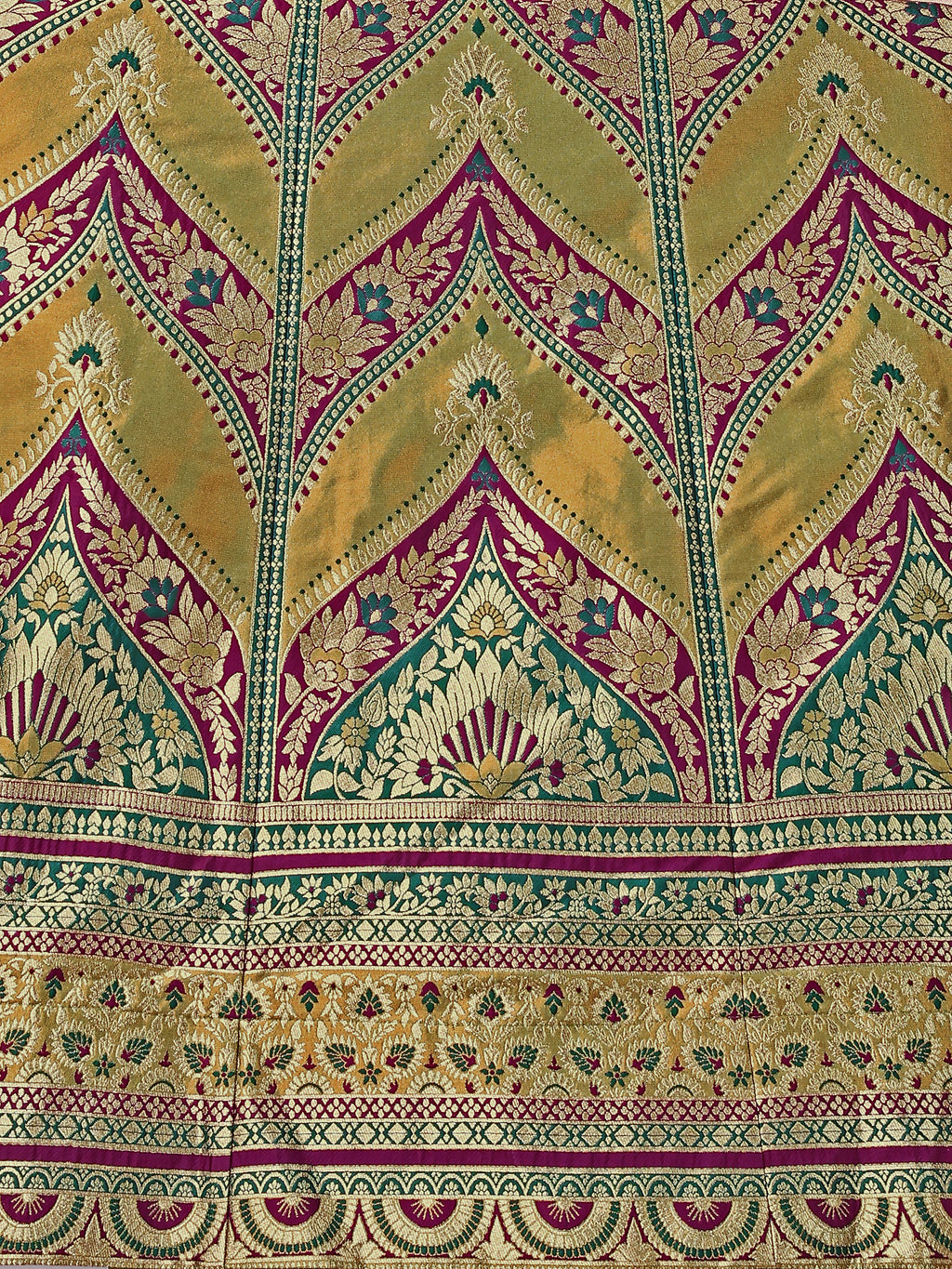 Double-Shaded Mehndi Lehenga Choli With Zari Woven Motifs