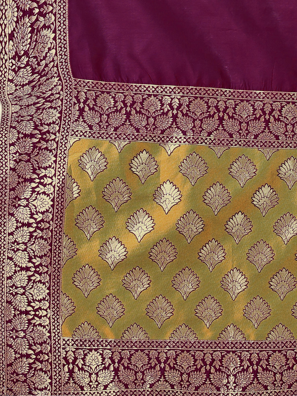 Double-Shaded Mehndi Lehenga Choli With Zari Woven Motifs
