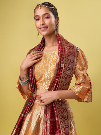 Traditional Yellow Jacquard Lehenga Choli