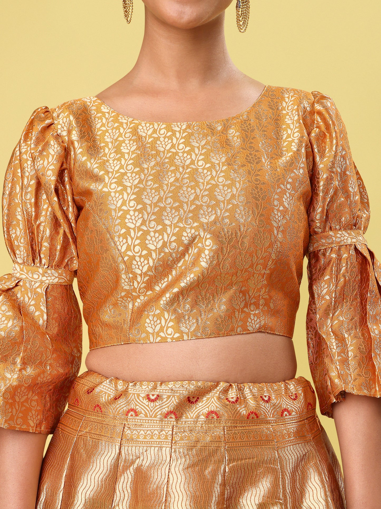 Traditional Yellow Jacquard Lehenga Choli