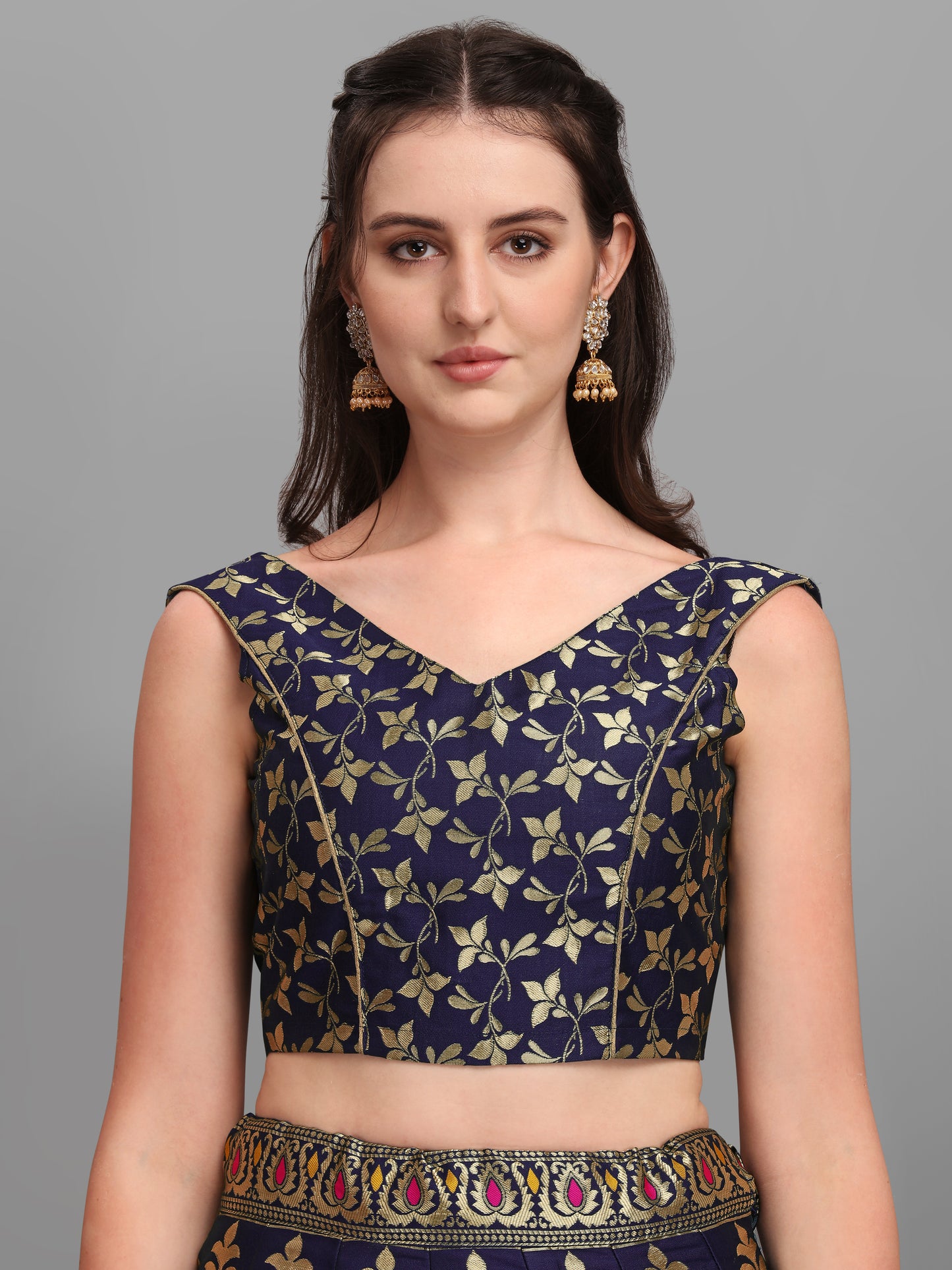 Navy Blue Flared Lehenga Choli with Dupatta