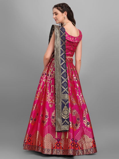 Pink Flared Lehenga Choli with Dupatta