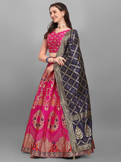 Pink Flared Lehenga Choli with Dupatta