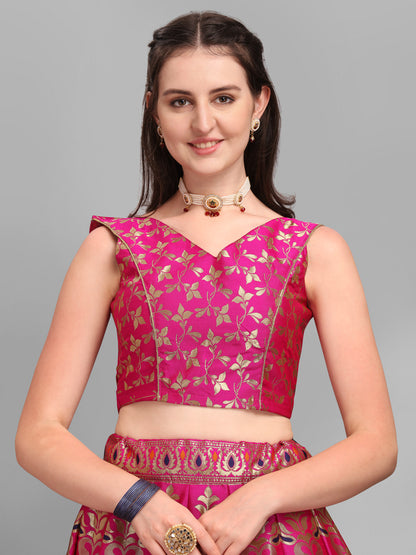 Pink Flared Lehenga Choli with Dupatta