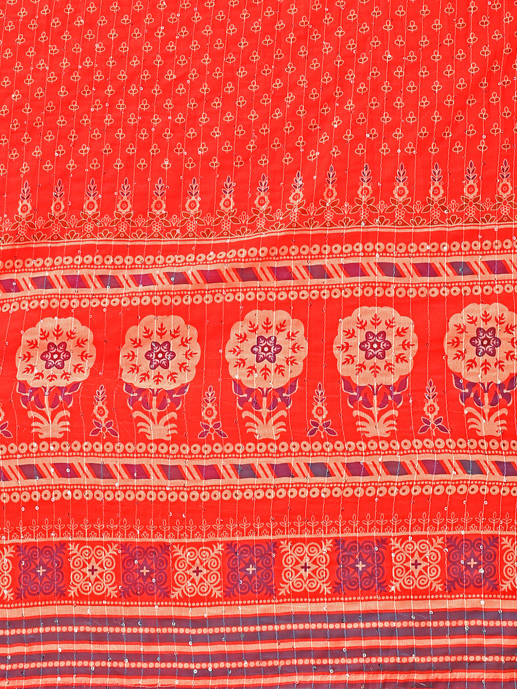 Chiffon Printed With Crochet Work Red Lehenga Choli