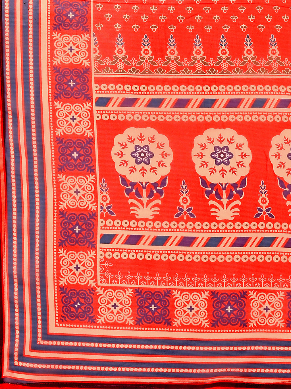 Chiffon Printed With Crochet Work Red Lehenga Choli