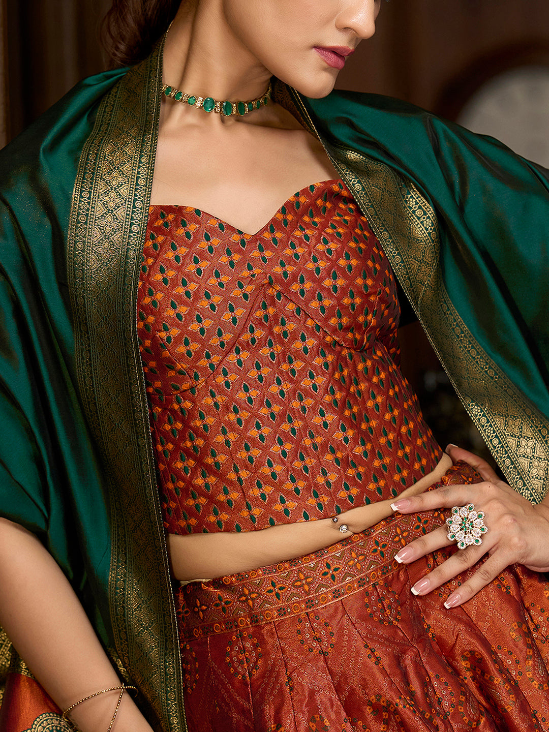 Bahaar-Rust Rust Lehenga Choli