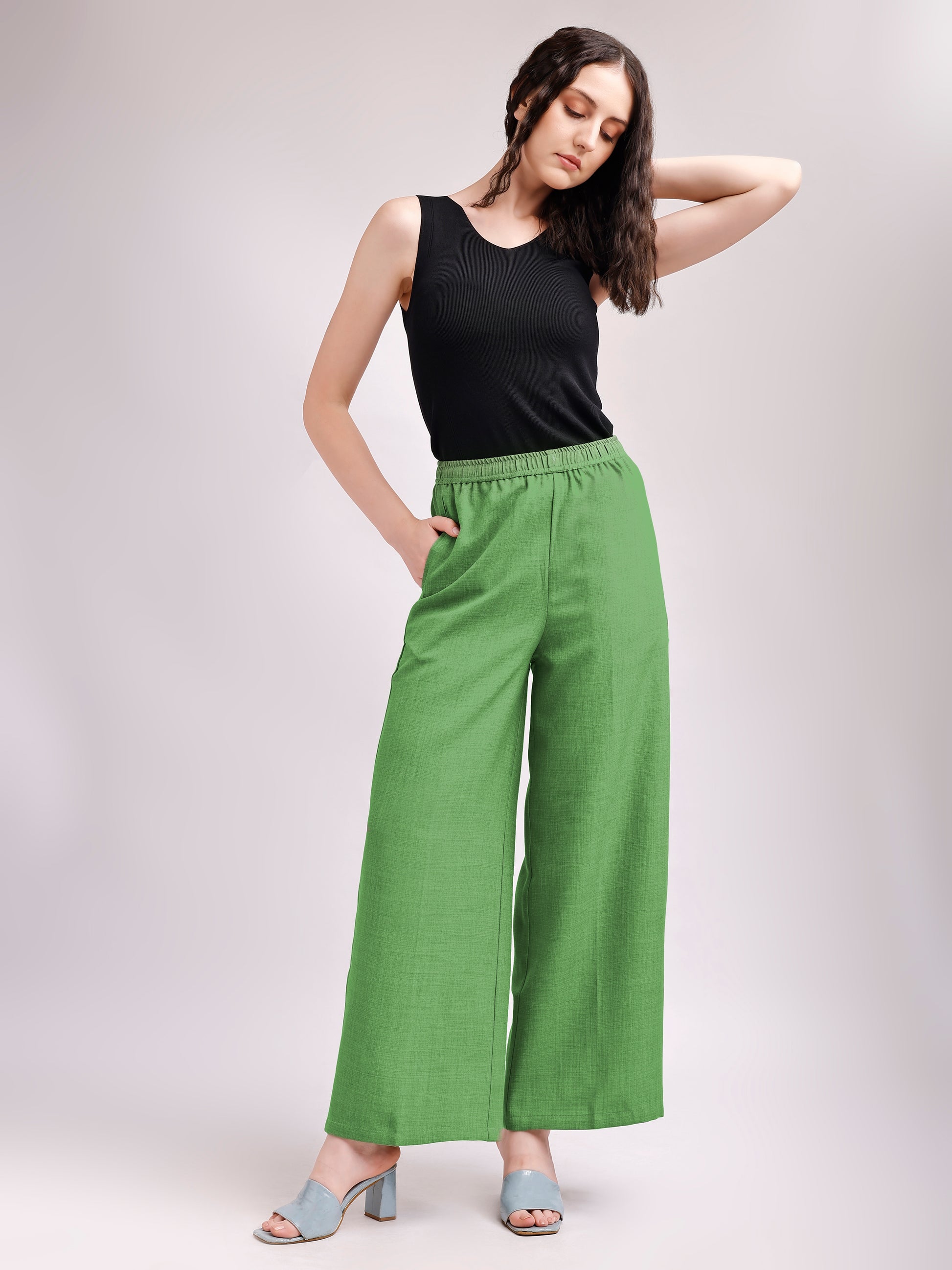 Below Knee Straight Solid Trouser