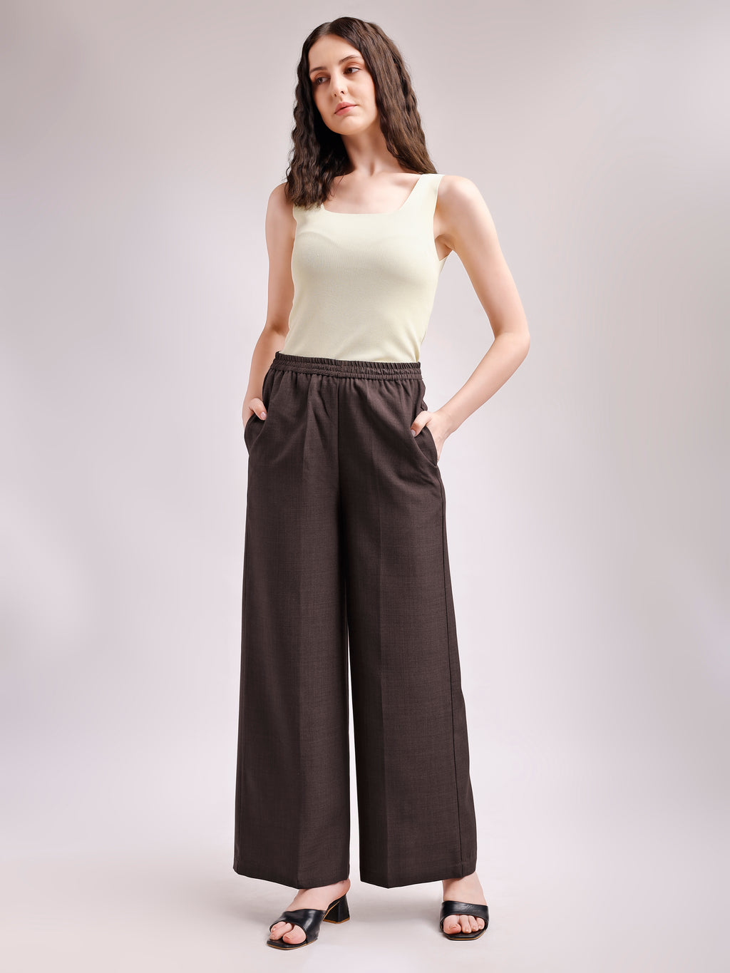 Below Knee Straight Solid Trouser