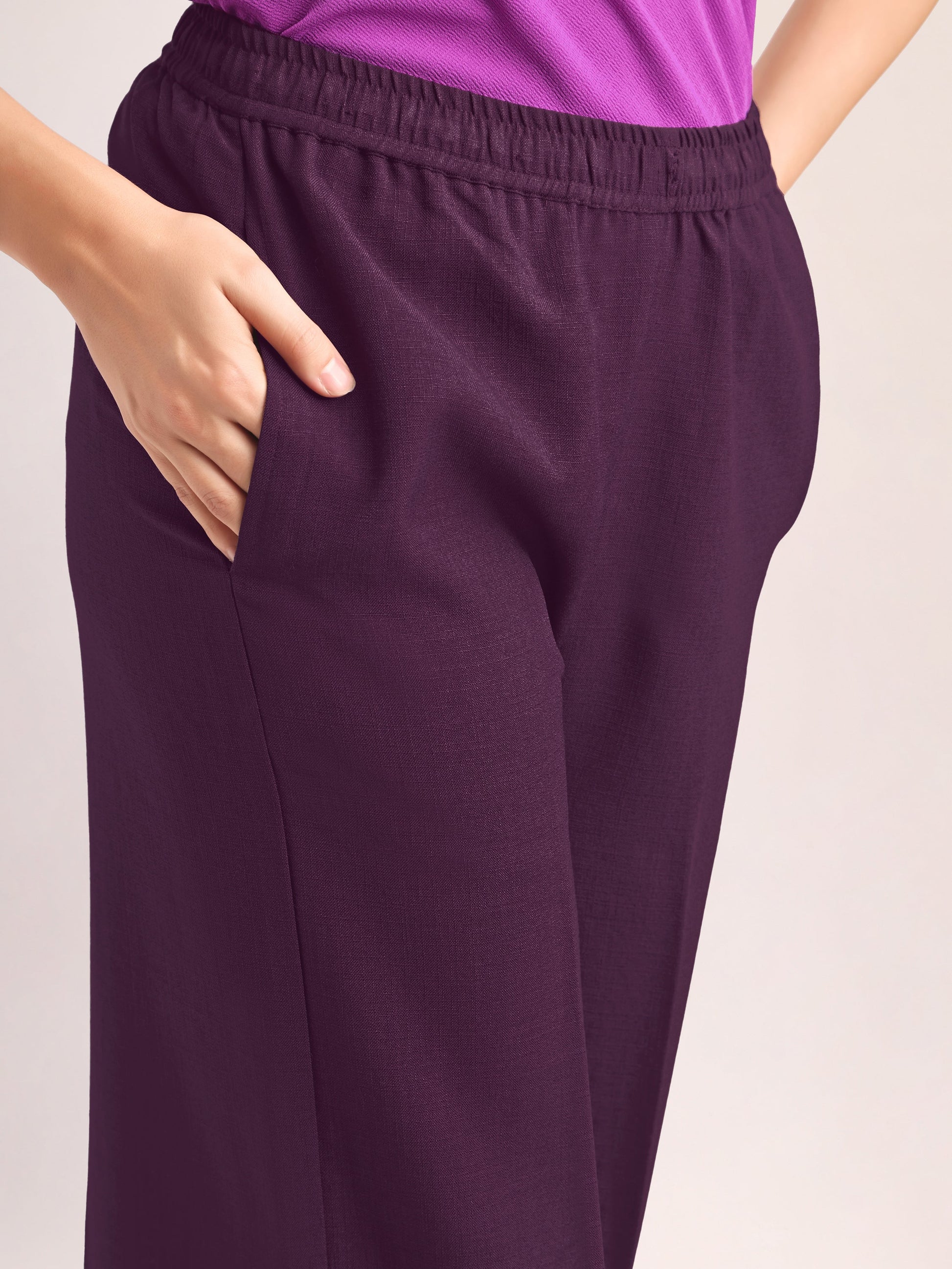 Below Knee Straight Solid Trouser