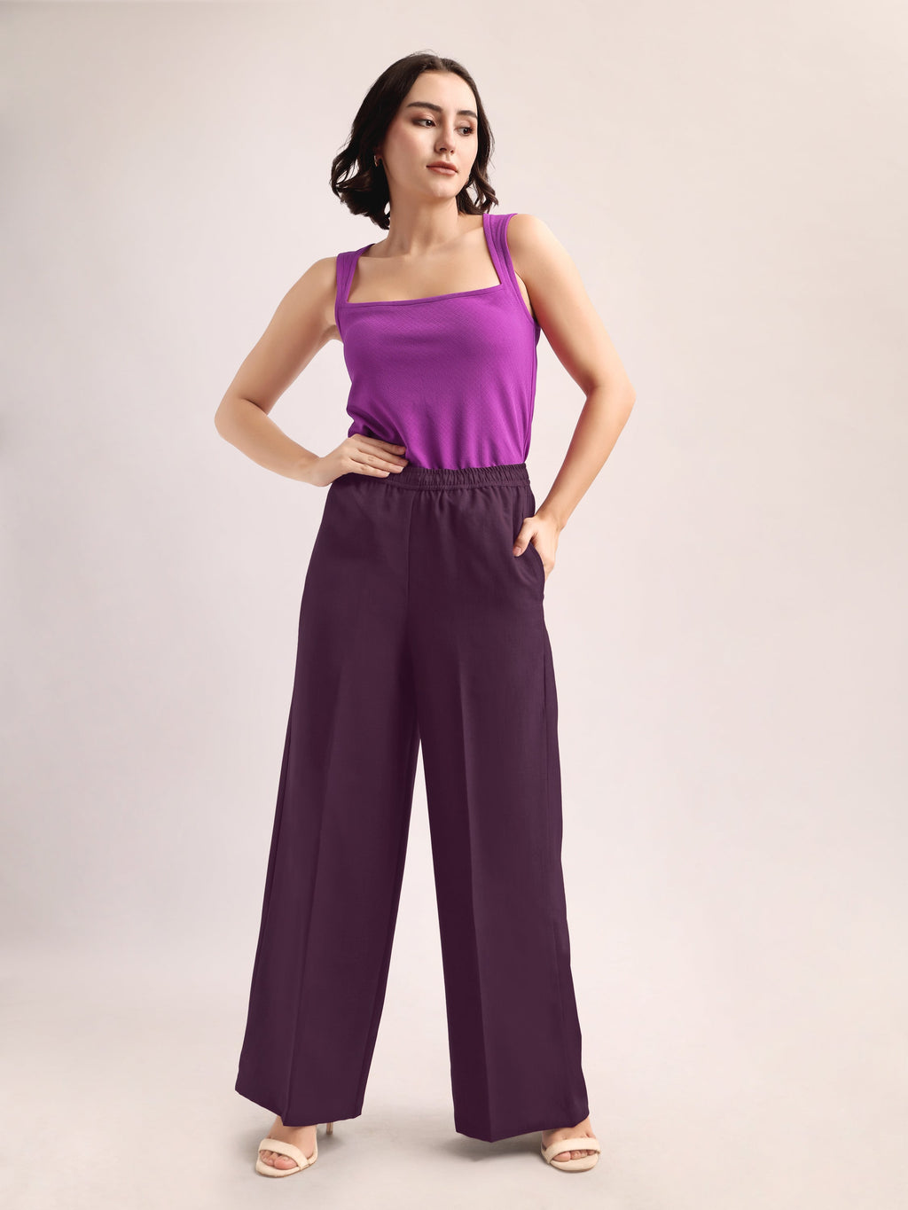 Below Knee Straight Solid Trouser