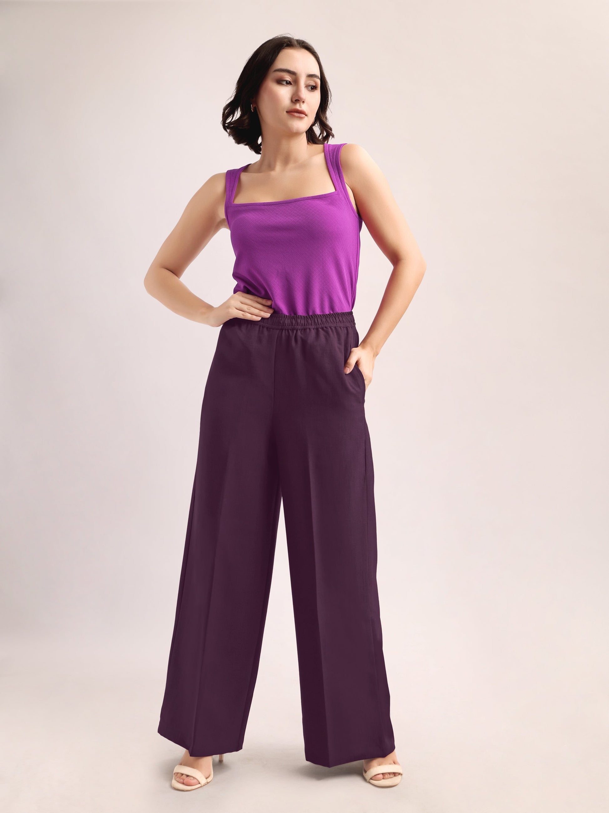 Below Knee Straight Solid Trouser