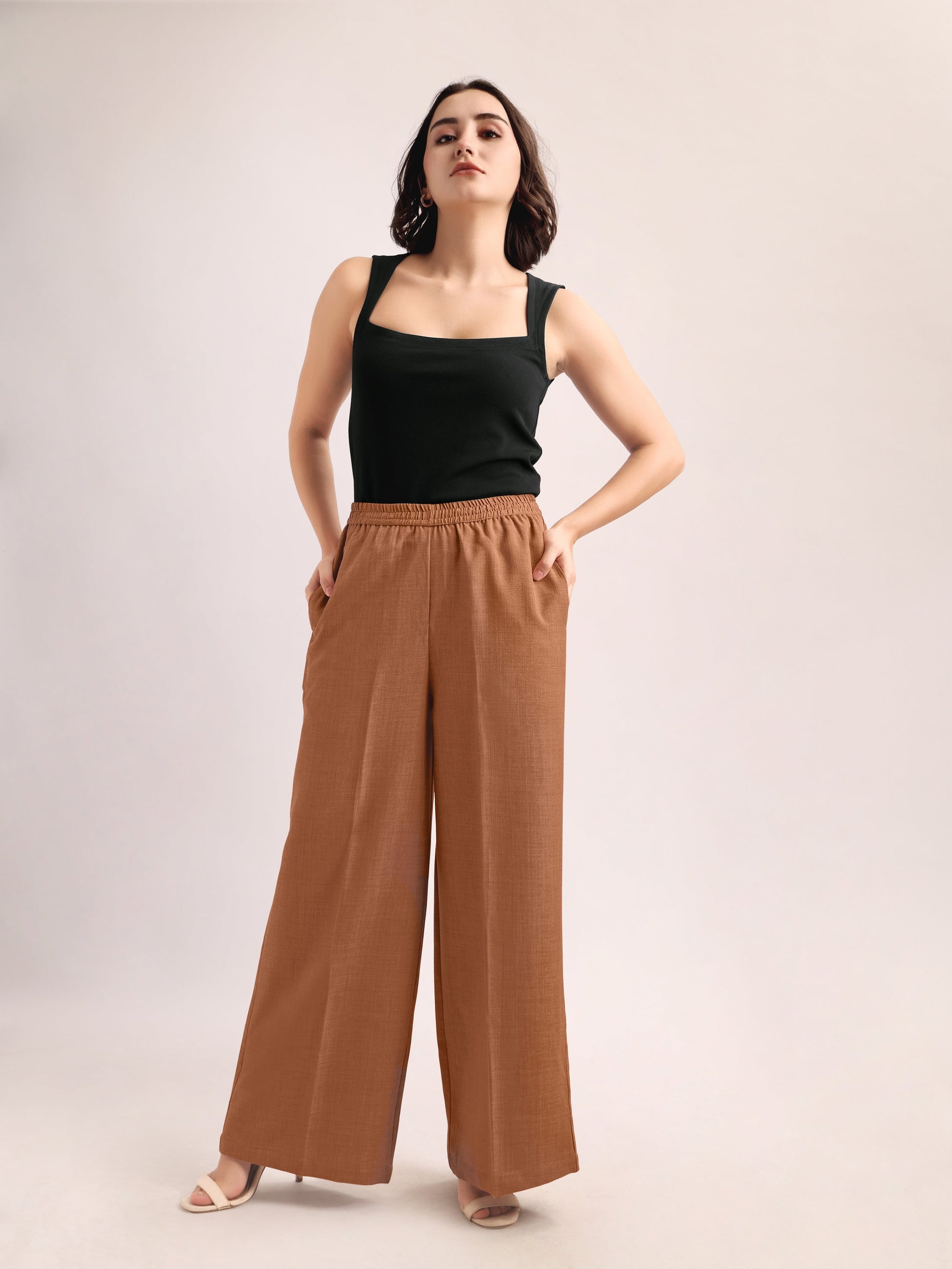 Below Knee Straight Solid Trouser