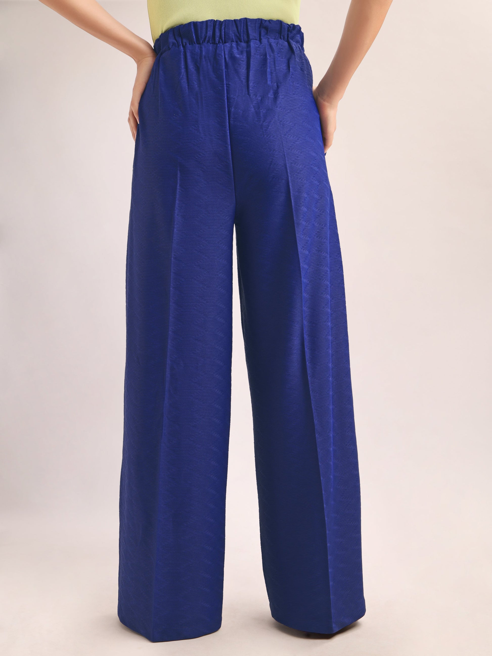 Women Relaxed Straight Leg Loose Fit Below Knee Flat Front High Rise Solid Regular Trouser