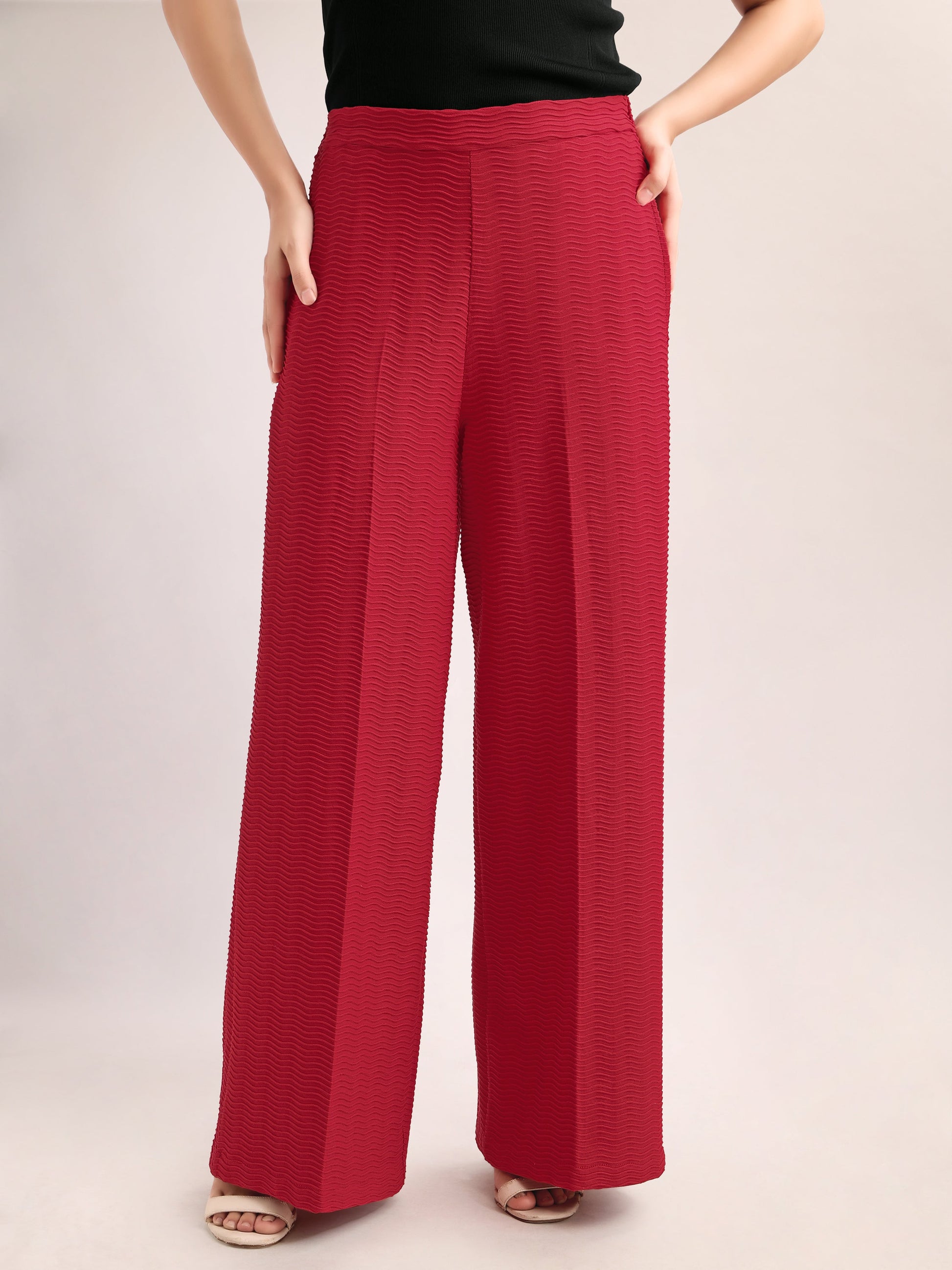 Below Knee Straight  Solid Regular Trouser