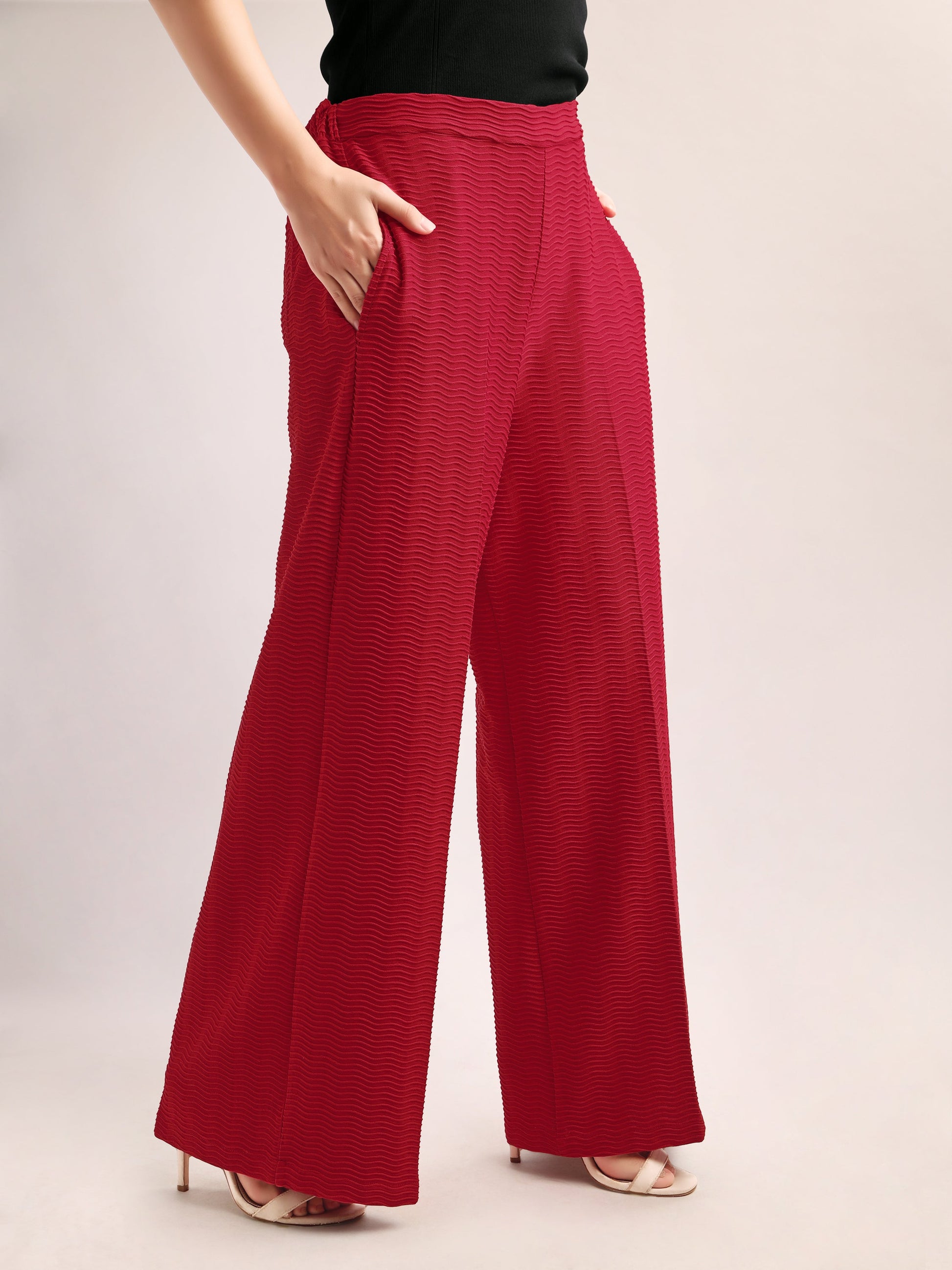 Below Knee Straight  Solid Regular Trouser