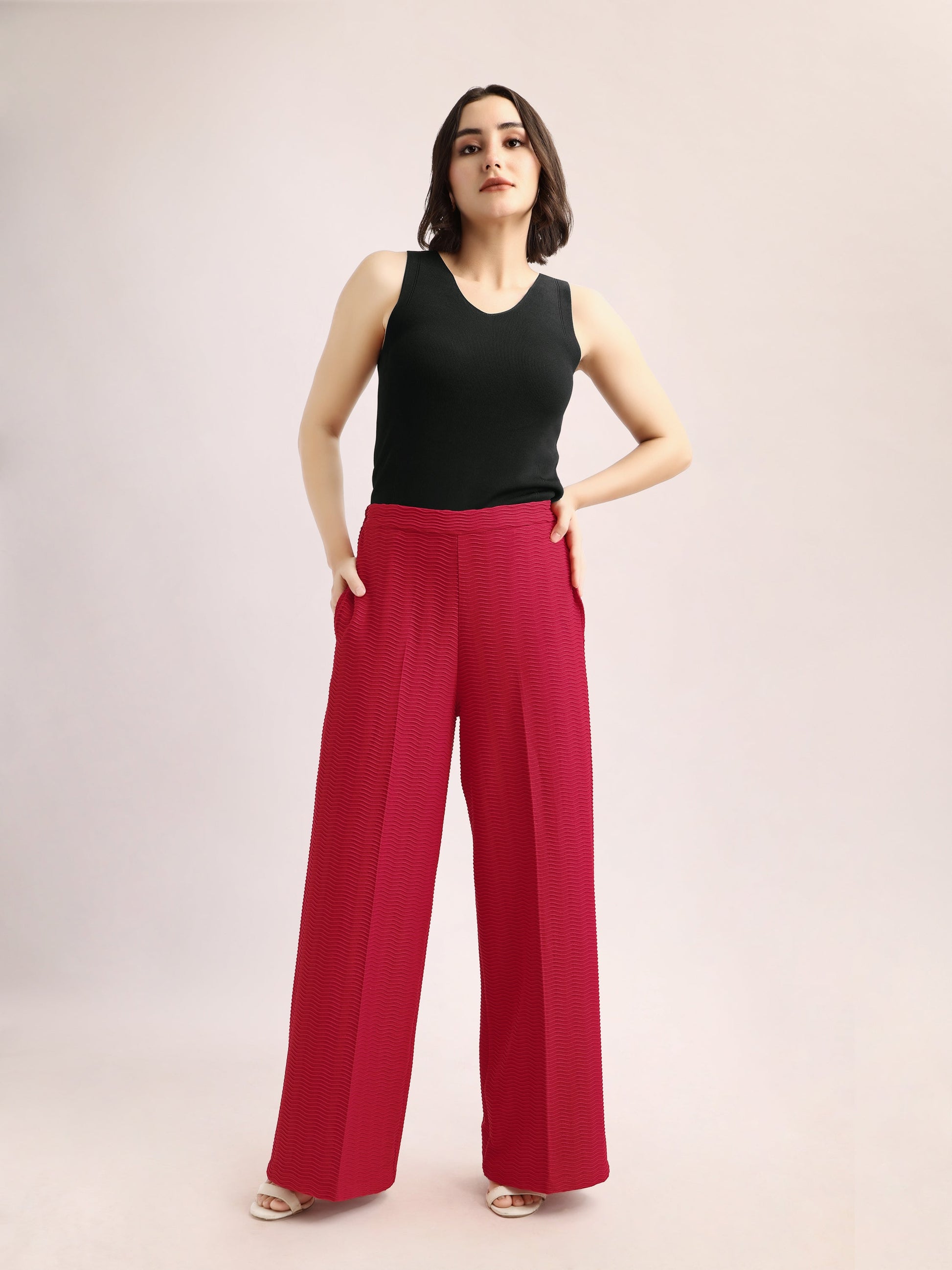 Below Knee Straight  Solid Regular Trouser