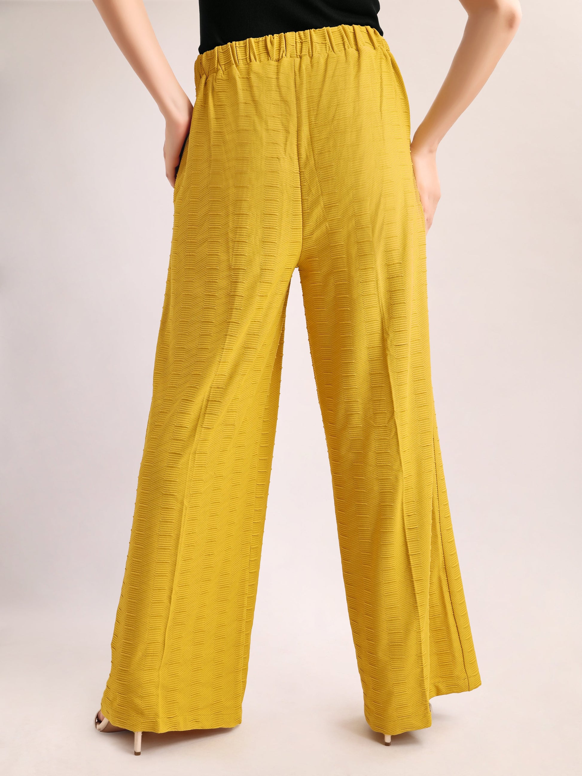 Women Relaxed Straight Leg Loose Fit Below Knee Flat Front High Rise Solid Regular Trouser