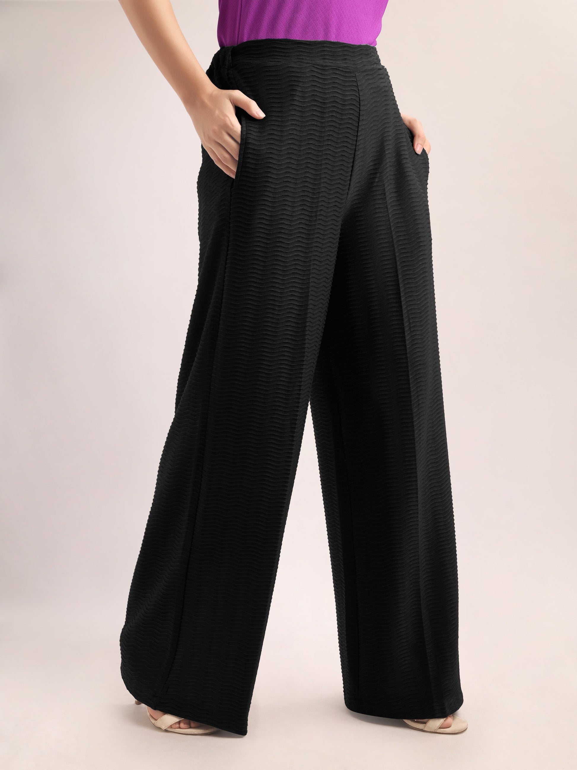 Below Knee Straight  Solid Regular Trouser