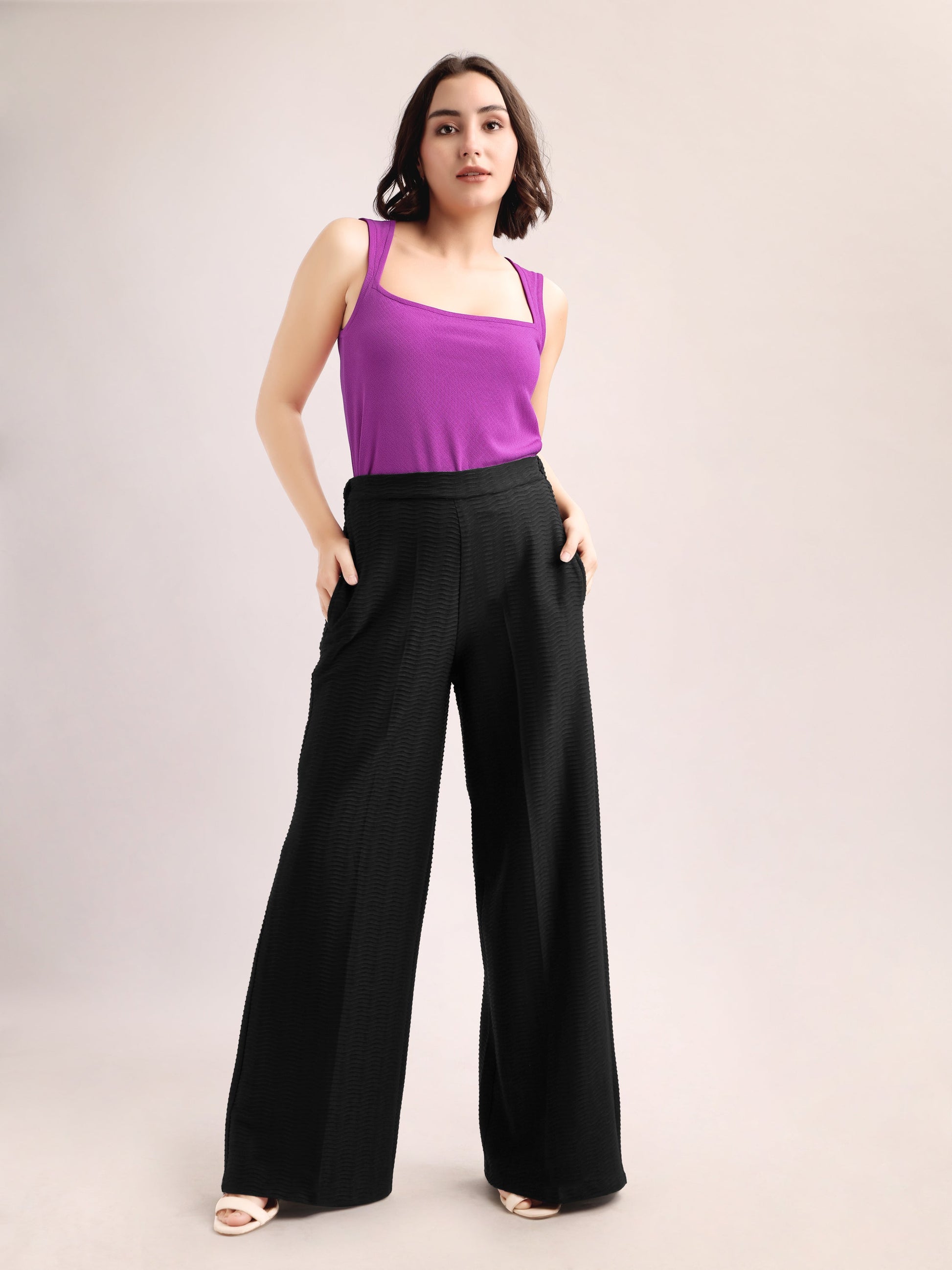 Below Knee Straight  Solid Regular Trouser