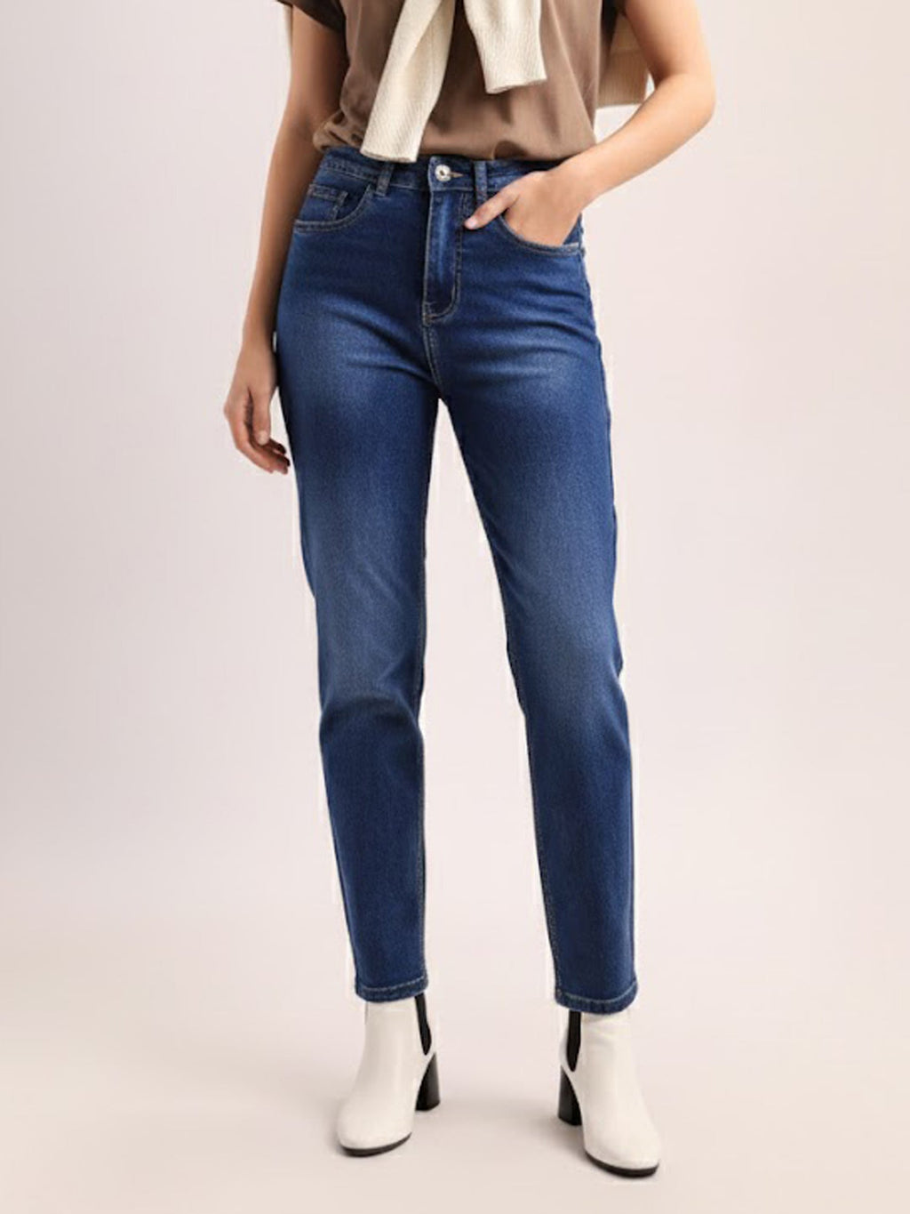 Below Knee Slim Fit Regular Jeans