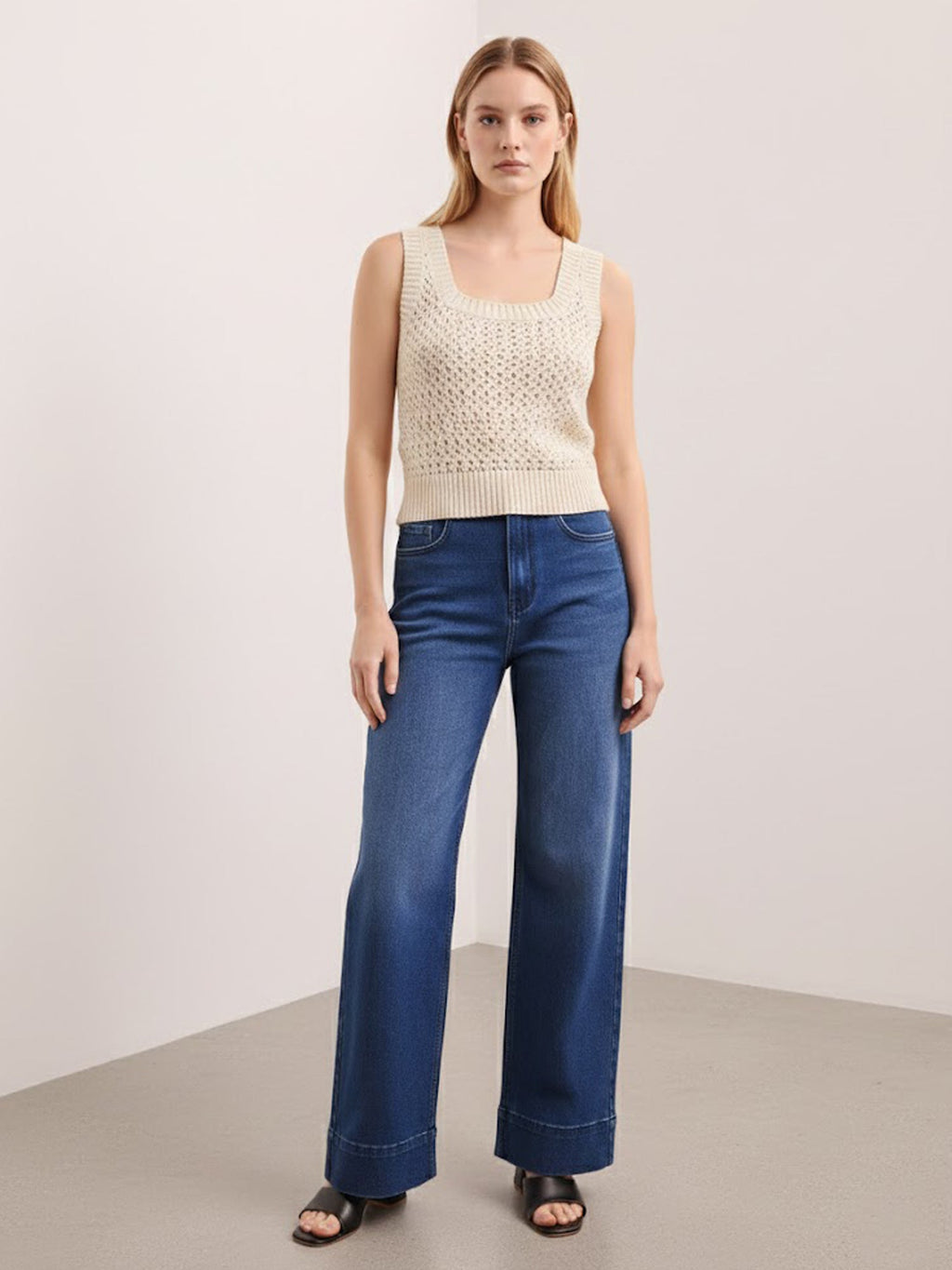 Below Knee Straight Fit Regular Jeans