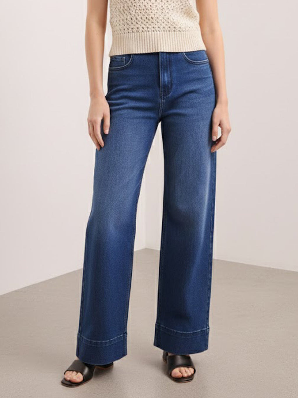 Below Knee Straight Fit Regular Jeans