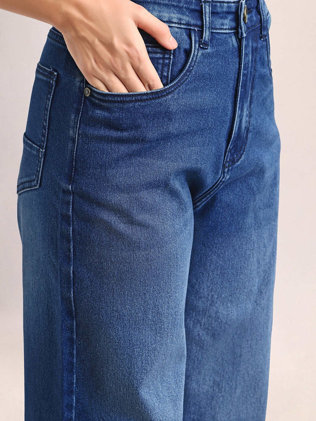 Below Knee Straight Fit Regular Jeans