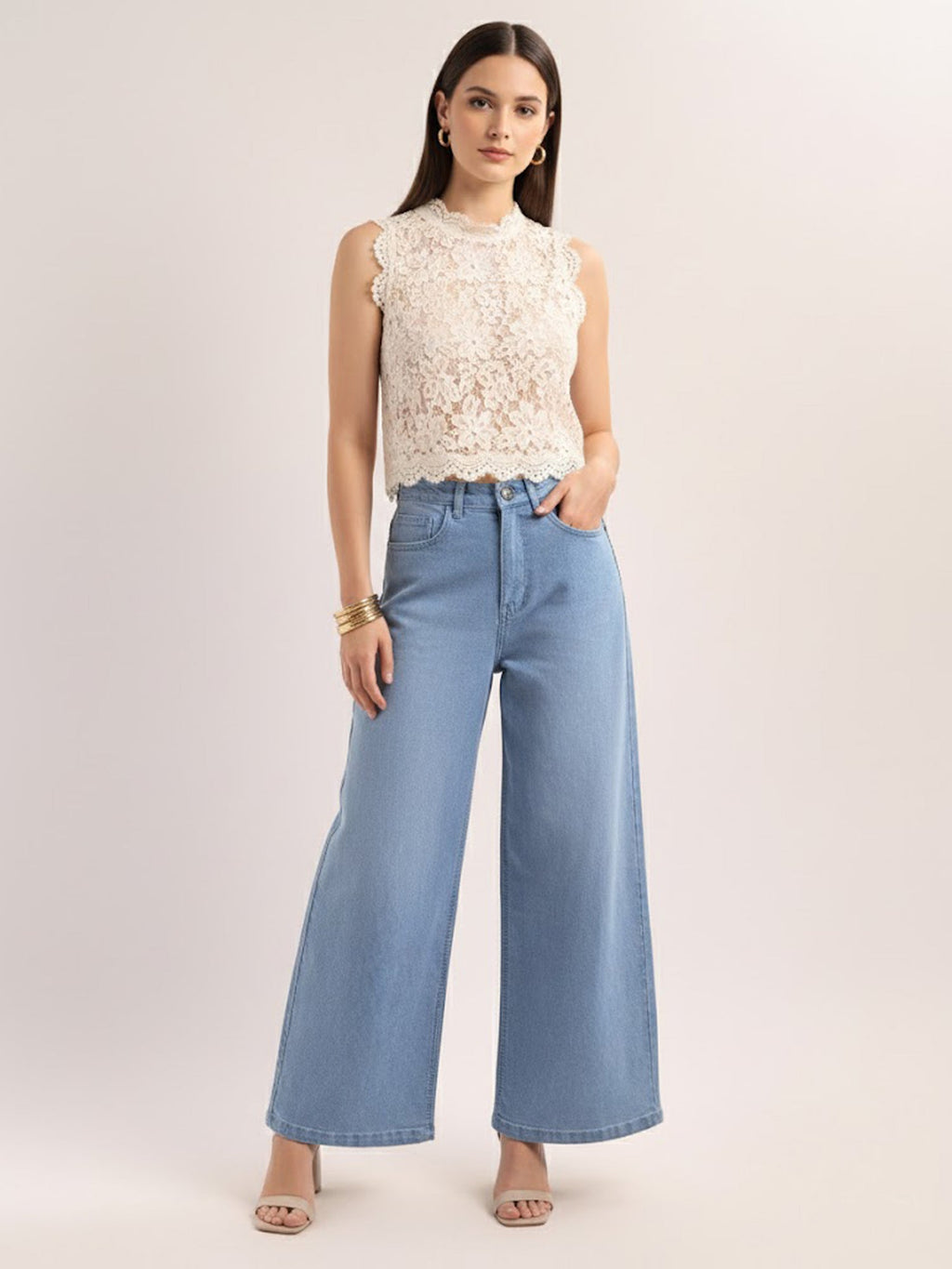 Below Knee Wide Fit Regular Jeans
