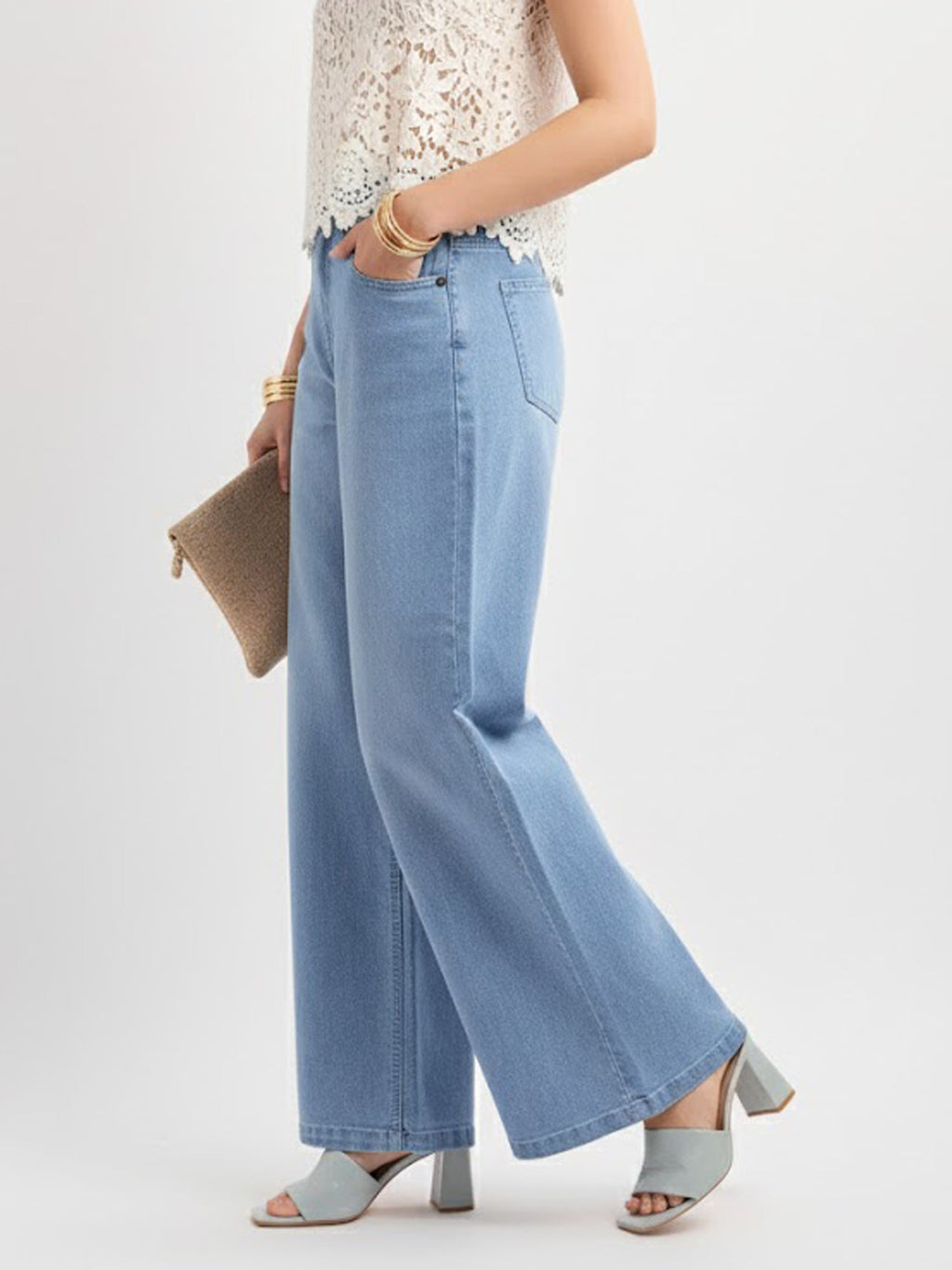 Below Knee Wide Fit Regular Jeans